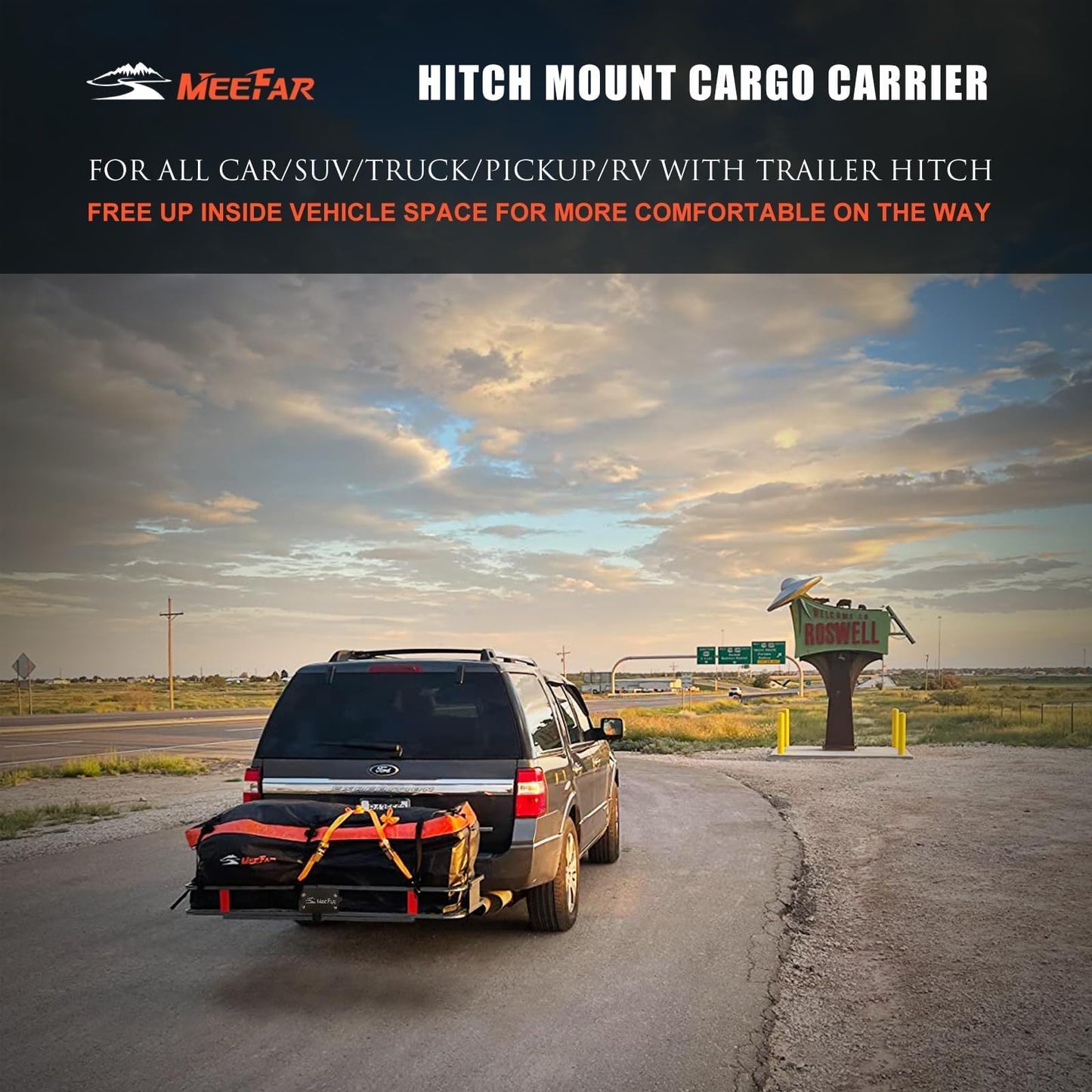 Hitch Cargo Carrier Rack 53"*19"*5" + Waterproof Bag 9 Cu.Ft. (51"*17"*18")