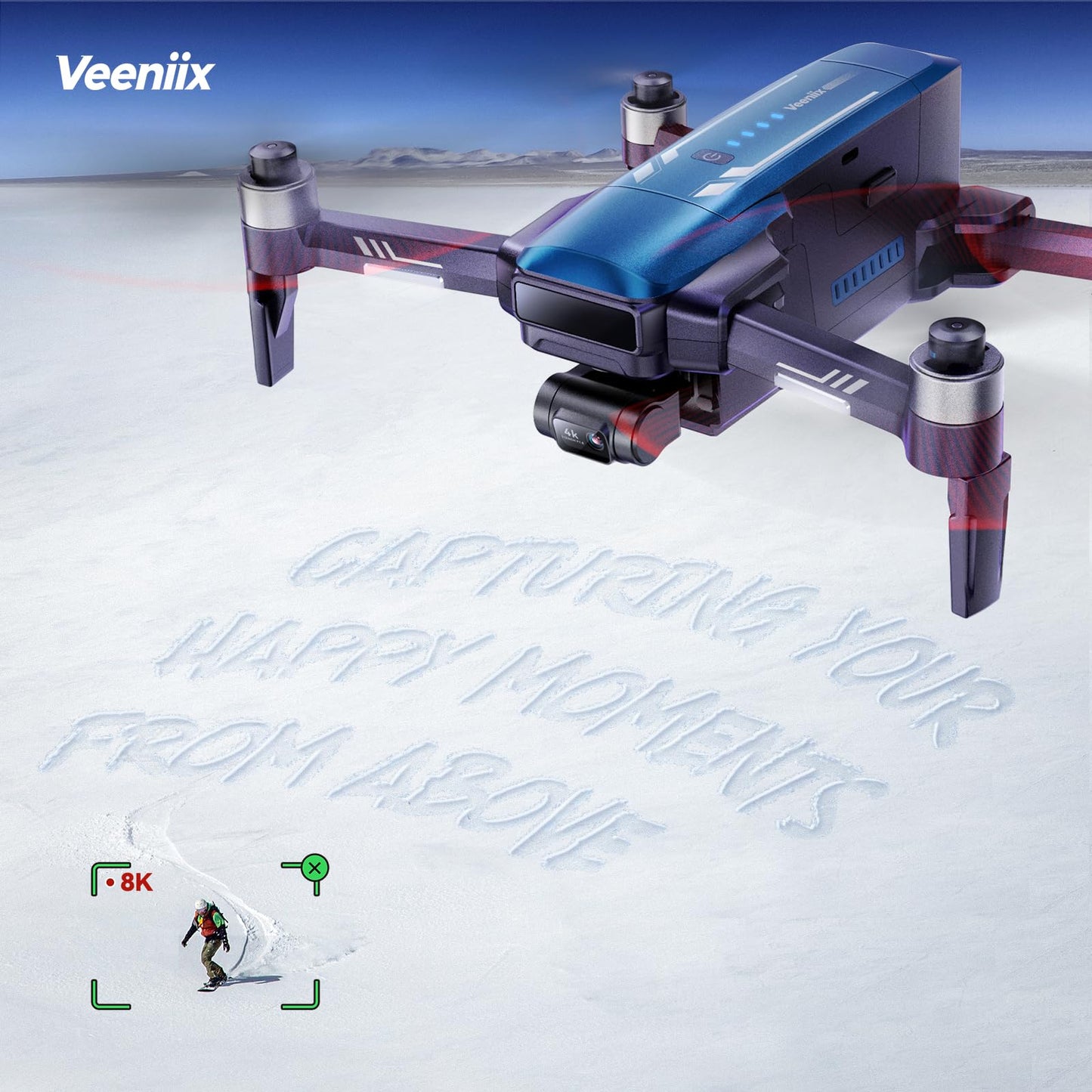 Veeniix V11PRO RC2 Drone with 8K Camera for Adults, 3-Axis Gimbal with RC2 Remote (With Screen), 4K/30fps Video, 1/2 CMOS Sensor, 80min Flight Time with 2 Batteries, 6KM Video Transmission Quadcopter