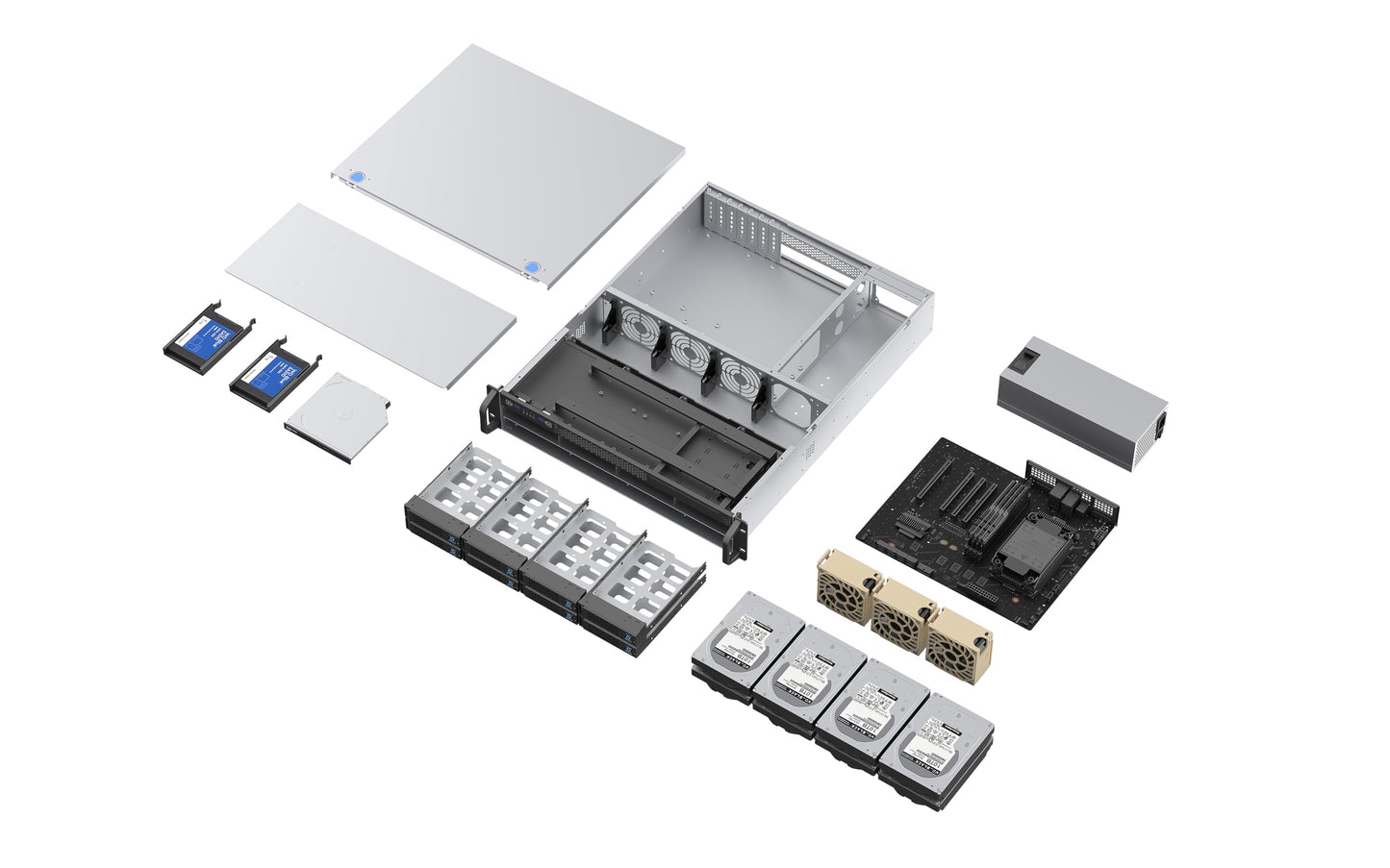 Rosewill 2U Rackmount Server Chassis | Supports up to 8 x 3.5 12Gbps Hot Swap SATA/SAS | E-ATX Compatible | 2U/CRPS PSU | 3 x 8038 PWM Fan | USB 3.2 Type-C | RSV-H208