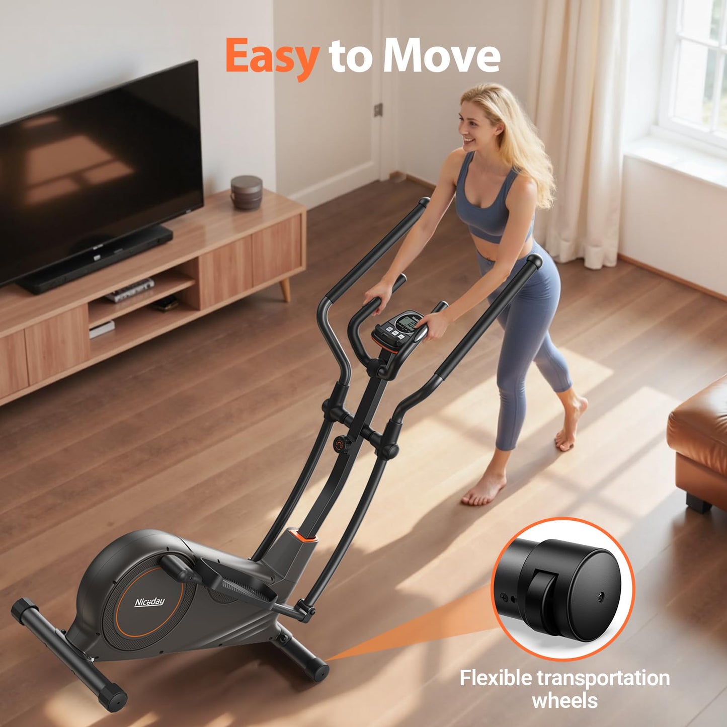 Niceday Elliptical Exercise Machine, Elliptcal Machine for Home, 15.5IN Stride Elliptical Machine, Elliptcal Training Machine with 16 Level Resistance, 400LBS Loading Capacity