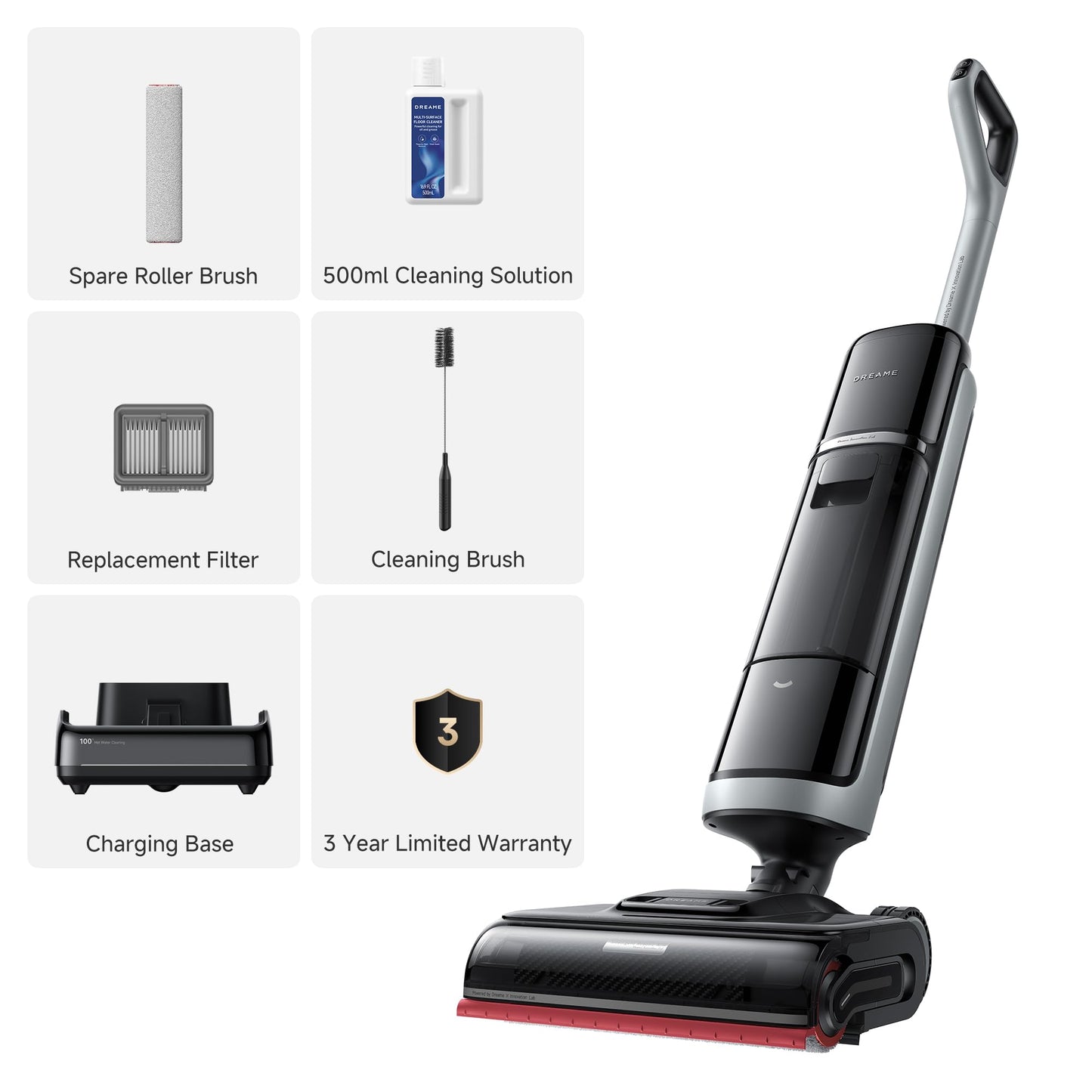 DREAME H15 Pro Heat Wet Dry Vacuum and Mop, 185°F Hot Water Floor Cleaning, 0 Hair Tangle, Cordless Floor Cleaner with AI Robotic Arm, 22KPa Suction, 180° Lie-Flat, Hot Self Cleaning, Edge to Edge
