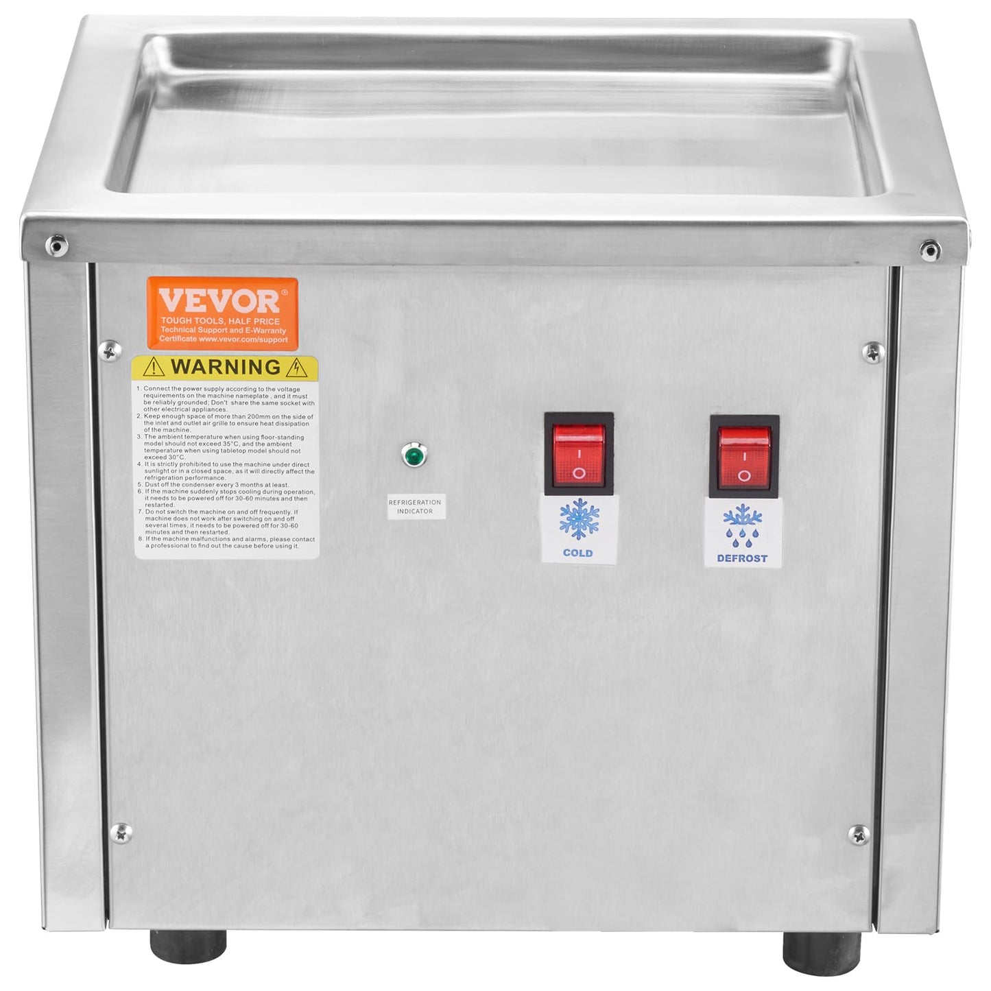VEVOR Commercial Ice Roll Maker,Stir-Fried Yogurt Cream Machine 220W, Ice Cream Roll Machine with 9.4" x 11" Square Pan, Button Defrost Method with Food Shovels Perfect for Bars,Cafes Dessert Shops