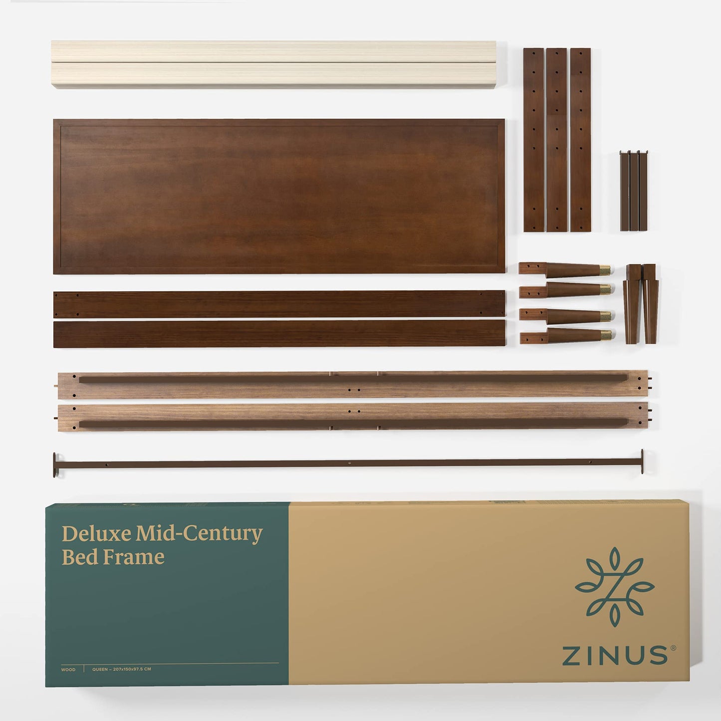ZINUS Raymond Wood Platform Bed Frame with Adjustable Wood Headboard, Solid Wood Foundation, Wood Slat Support, No Box Spring Needed, Easy Assembly, King, Brown