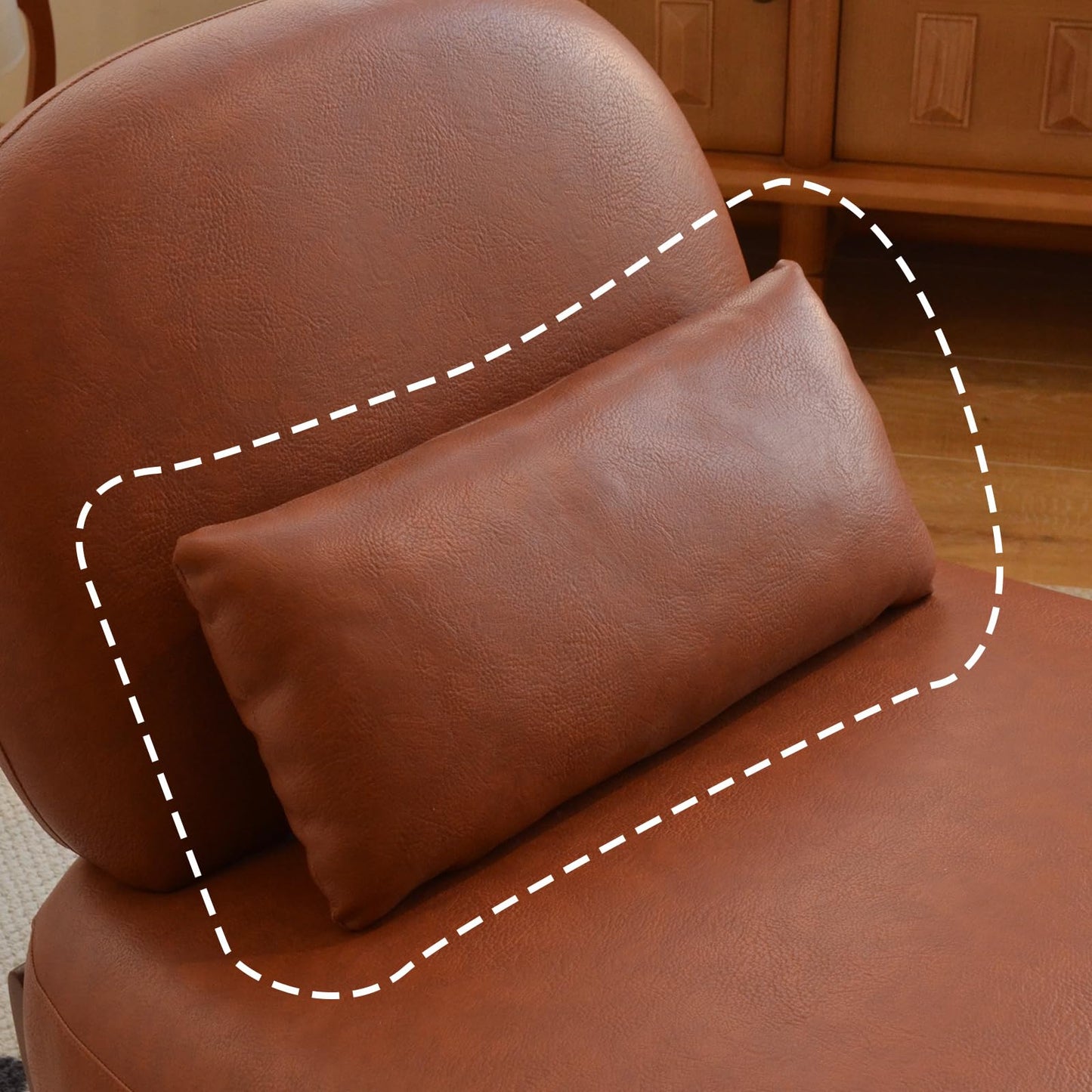 KEIKI Cute Accent Chair Set of 2, Living Room Single Seat Sofa with Solid Wood Legs, Faux Leather Comfy Armless Reading Chair for Bedroom, Apartment, Waiting Room, Balcony, Brown