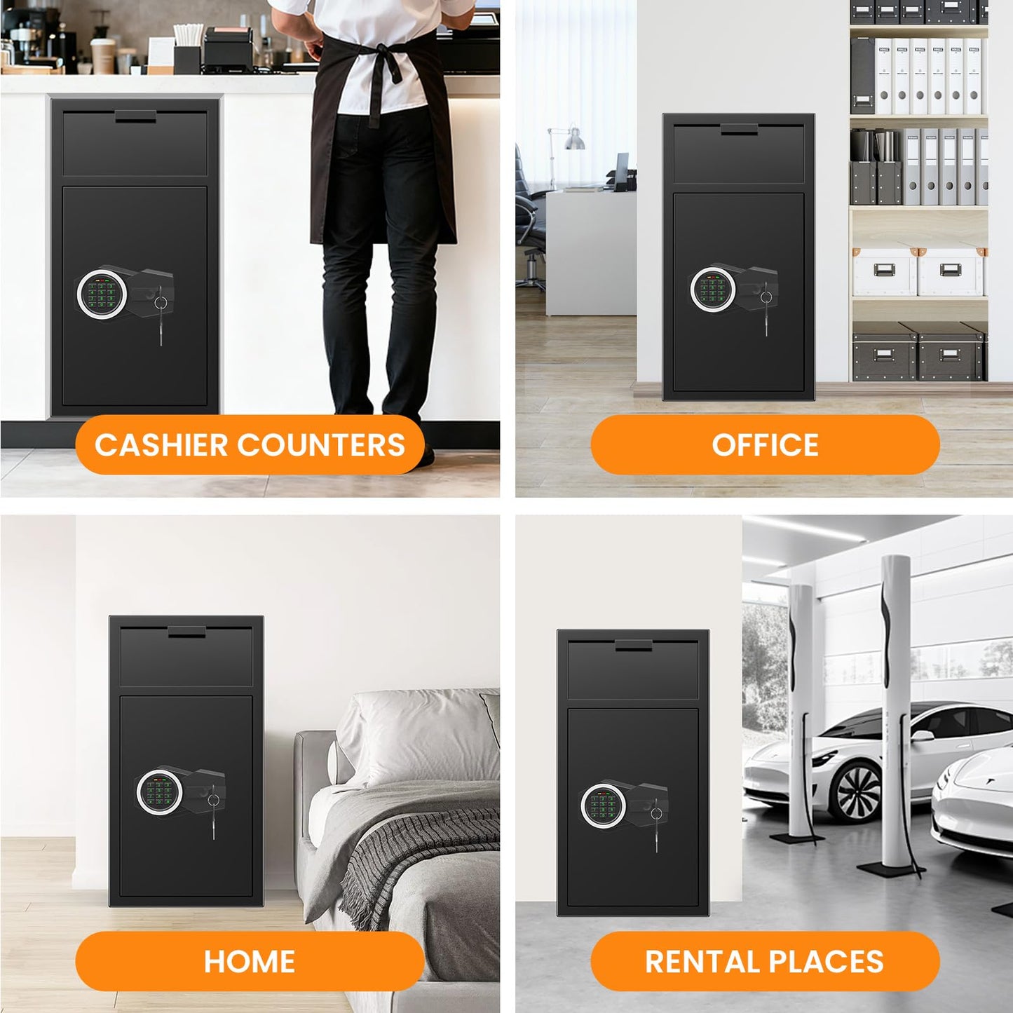 5.8 Cuft Commercial Depository Drop Safe for Business, Anti-theft Cash Safe Box with Drop Slot, Digital Combination Lock and Spare Keys, Heavy Duty Cash Drop Safes for Business Retail Bar Food Trucks