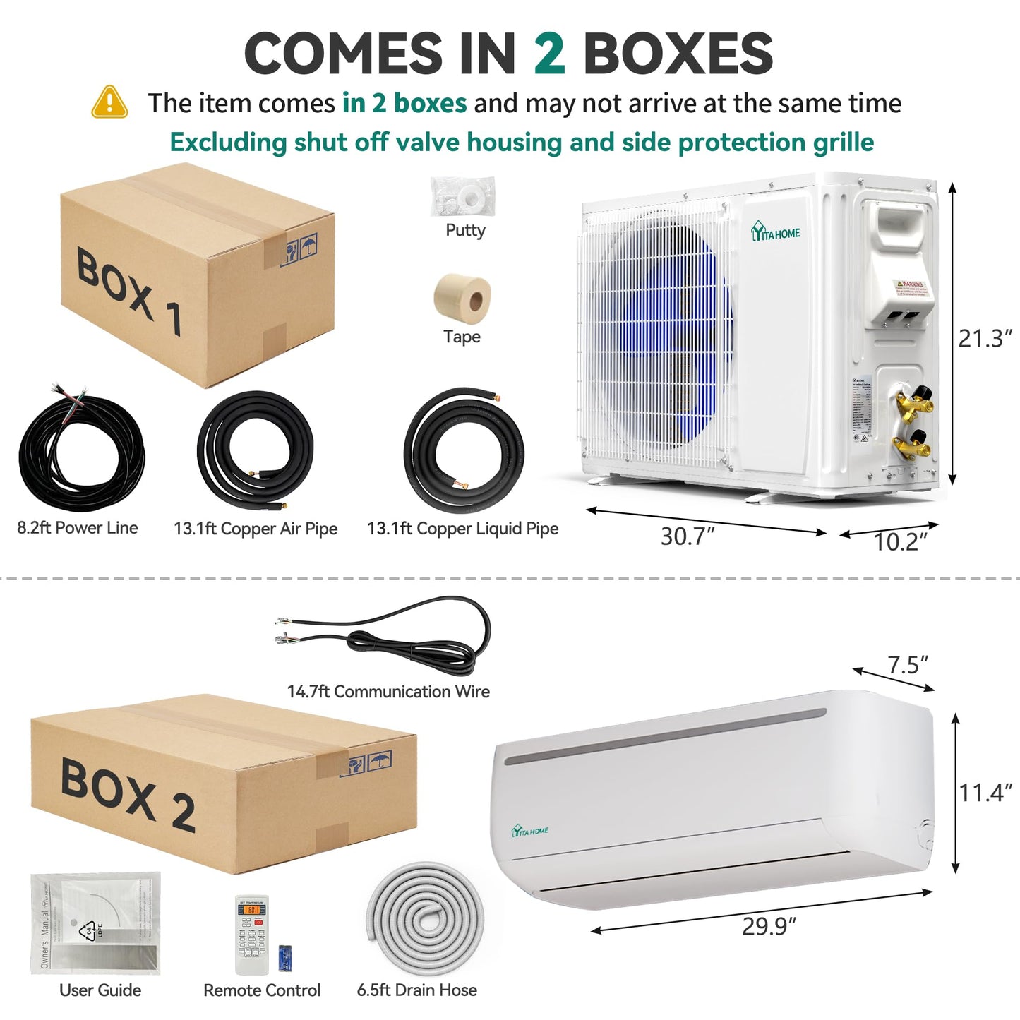 YITAHOME 12000 BTU Mini Split AC Heating System, 20 SEER2 115V Ductless Air Conditioner with Wi-Fi & Alexa Compatibility, Covers Up to 750 Sq. Ft, Energy Efficient Inverter AC with Heat Pump