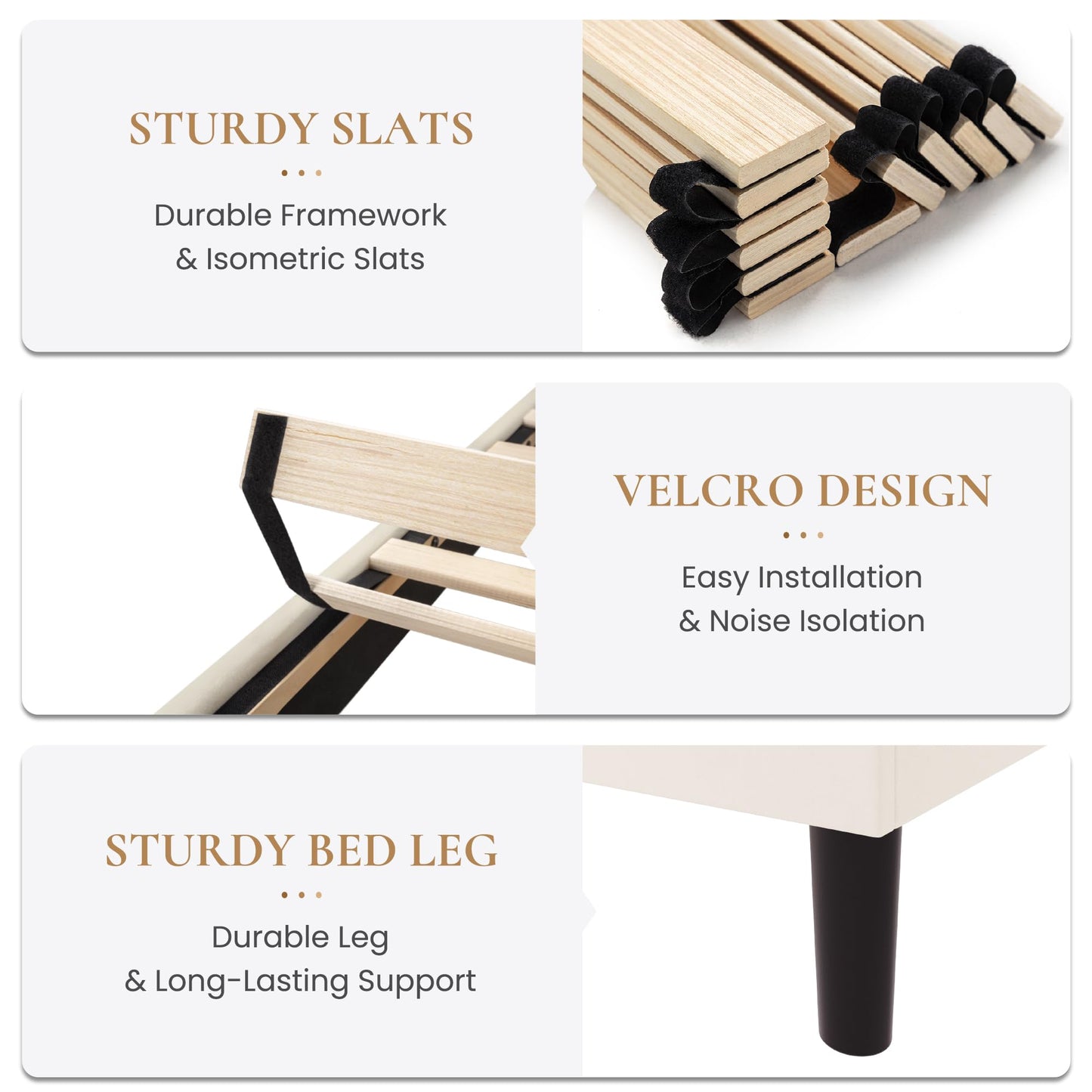 SHA CERLIN King Size Platform Bed Frame, Velvet Upholstered Bed with Adjustable Headboard, Vertical Channel Tufted Design, Sturdy Wood Slat Support, No Box Spring Needed, Easy Assembly, Cream White