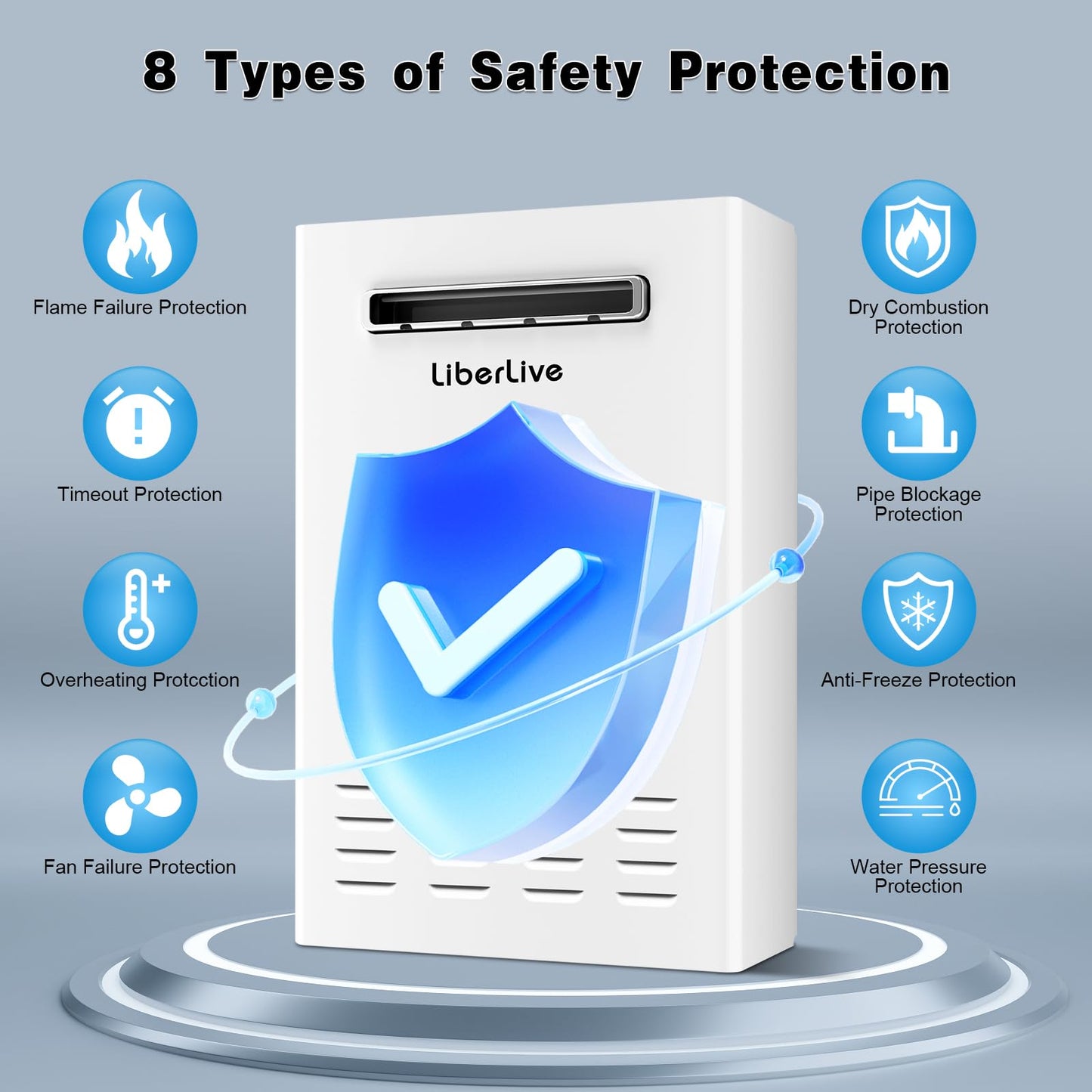 Natural Gas Tankless Water Heater, Outdoor Installation, Up to 5.3 GPM 130000 BTU On Demand Residential Natural Gas Instant Hot Water Heater Outdoor with Remote Controller, 110V,CSA Certificated,White