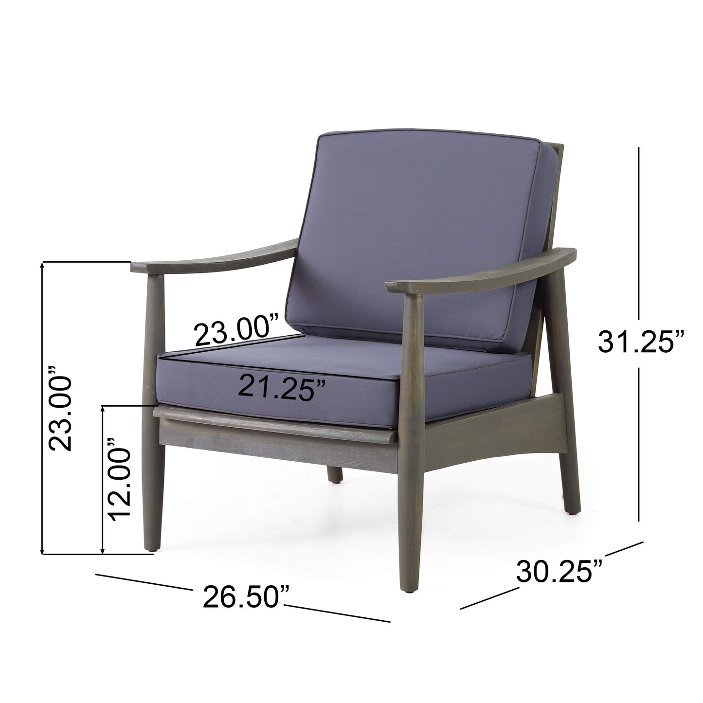 Christopher Knight Home Willowbrook Outdoor 4pc Chat Set - Acacia Wood - Gray