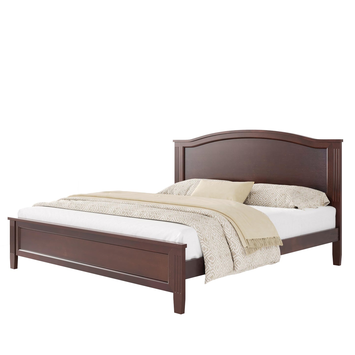 Merax Queen Size Classic Platform Bed with Headboard, Wood Bed Frame with Sturdy Slat and Support Legs, Underbed Storage Space, No Box Spring Needed, Espresso