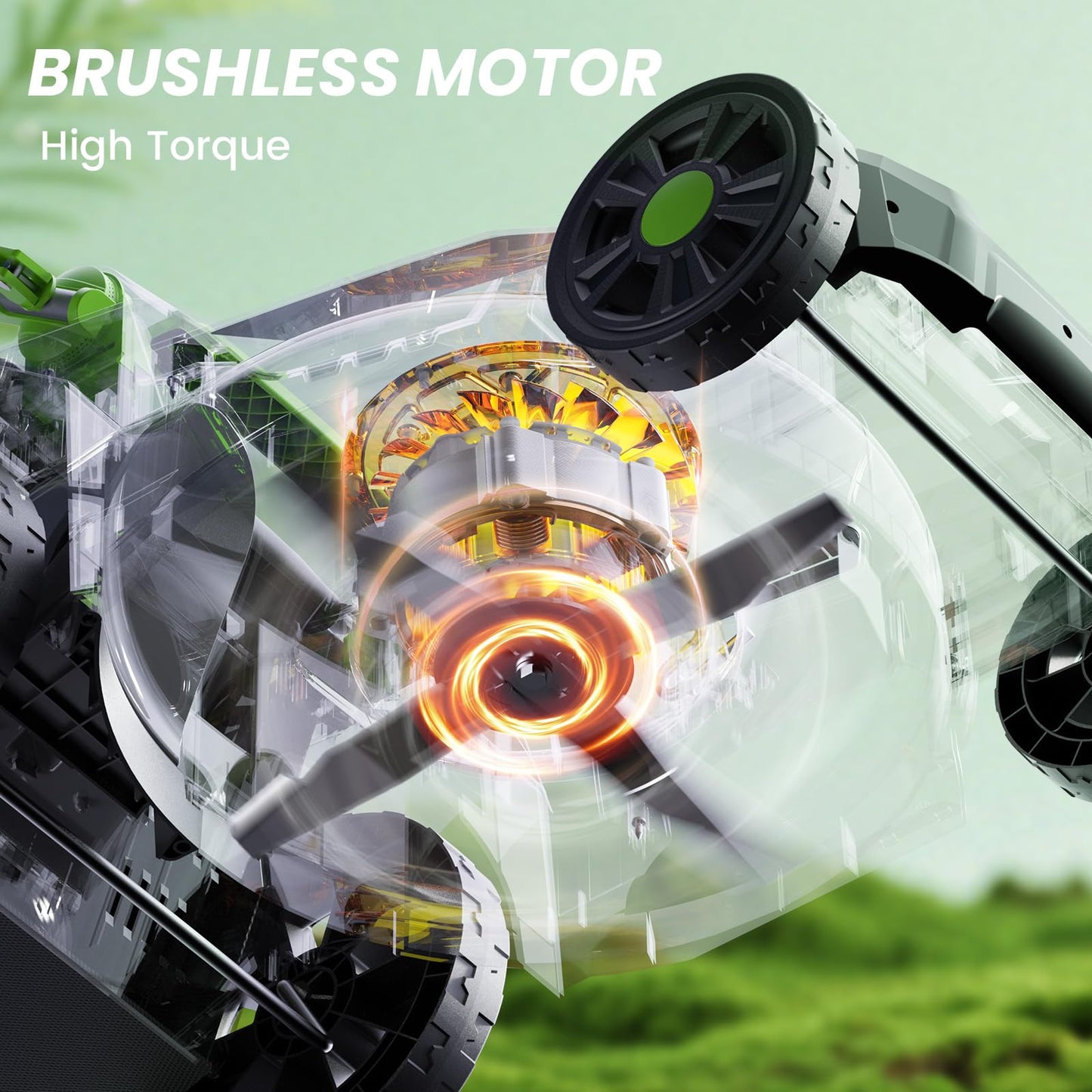 40V Cordless Lawn Mower, 17-Inch Walk Behind Lawnmower with 2 x 20V 4.0Ah Battery, Brushless Motor, 6 Cutting Heights, 50L Grass Bag, for Garden/Patio/Yard/Lawn