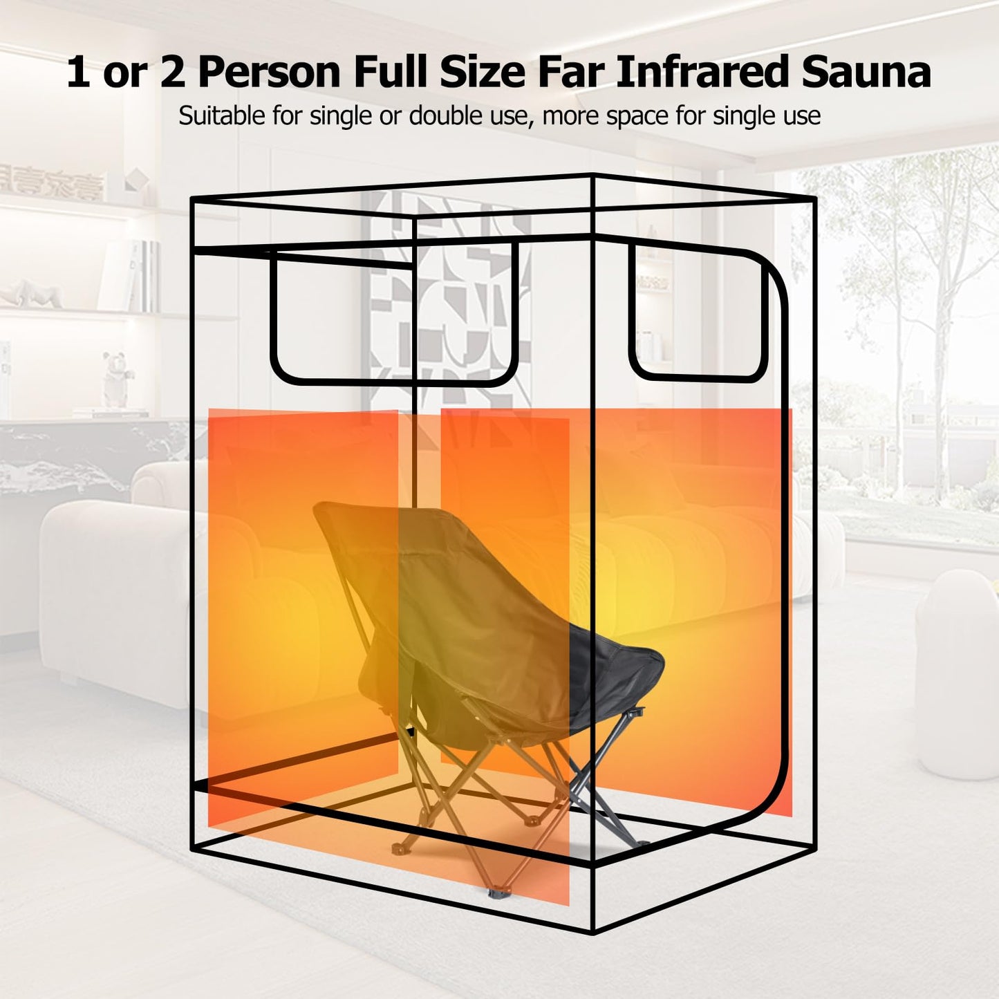 Smartmak Portable Infrared Sauna, 1-2 Person Oversize Home Sauna Box