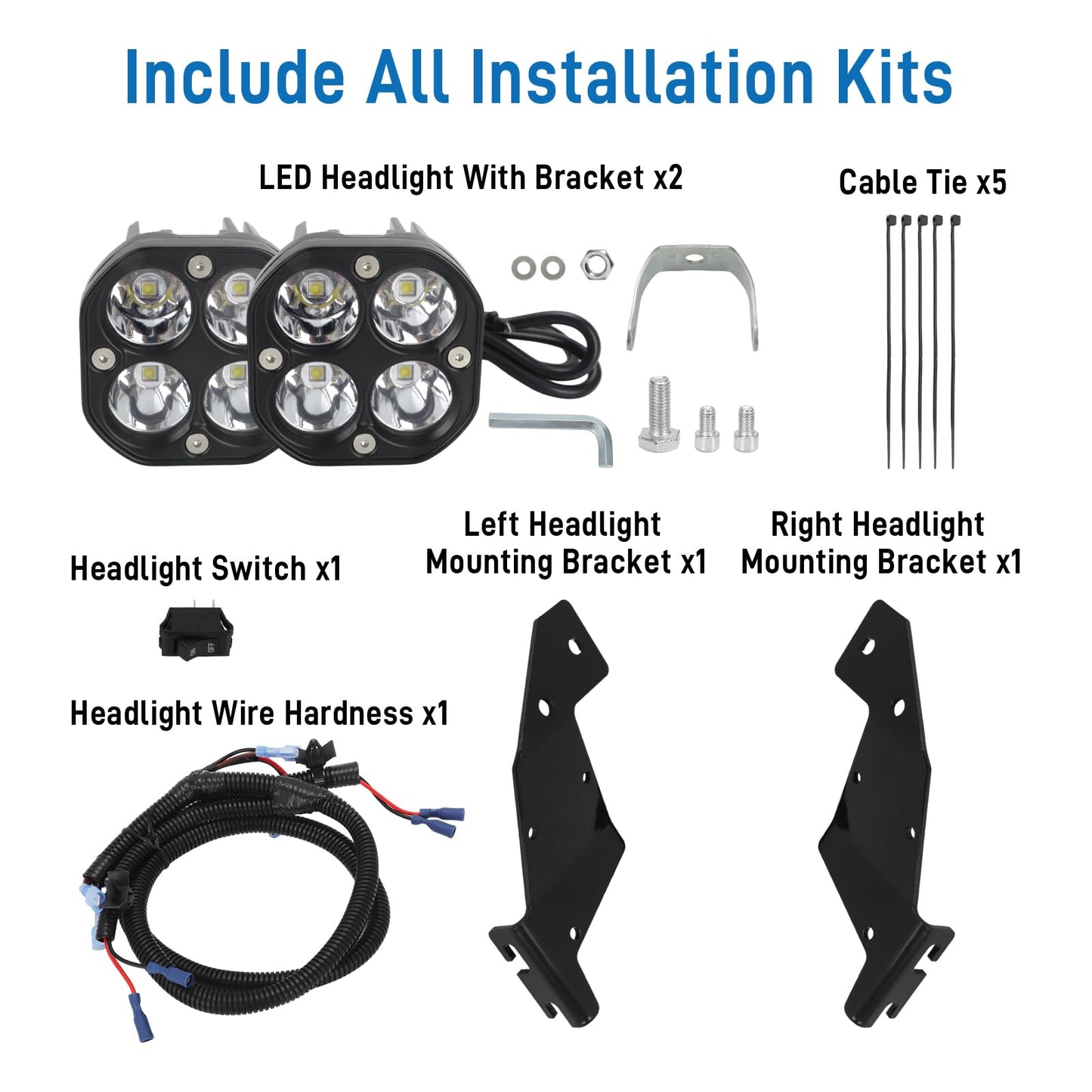WIKIBB Lawn Mowers LED Headlight Kit Compatible with Gravely PT ZX ZT HD PT Pro-Turn Z & Ariens Apex Replaces 79108600 79106800 - Zero Turn Mower Light Assembly with Harness Brackets Hardware