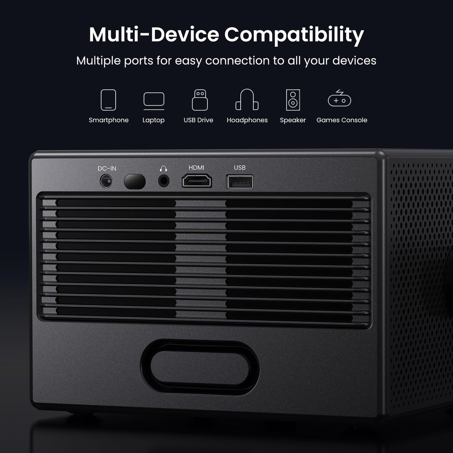 2000 ANSI Official Licensed Google TV Outdoor Projector 4K Full HD, Smart Projector with Wifi and Bluetooth, Auto Focus, Dolby Sound,Built-in Apps,HAPPRUN Indoor Home Theater for Phone/TV Stick/PC/PS5