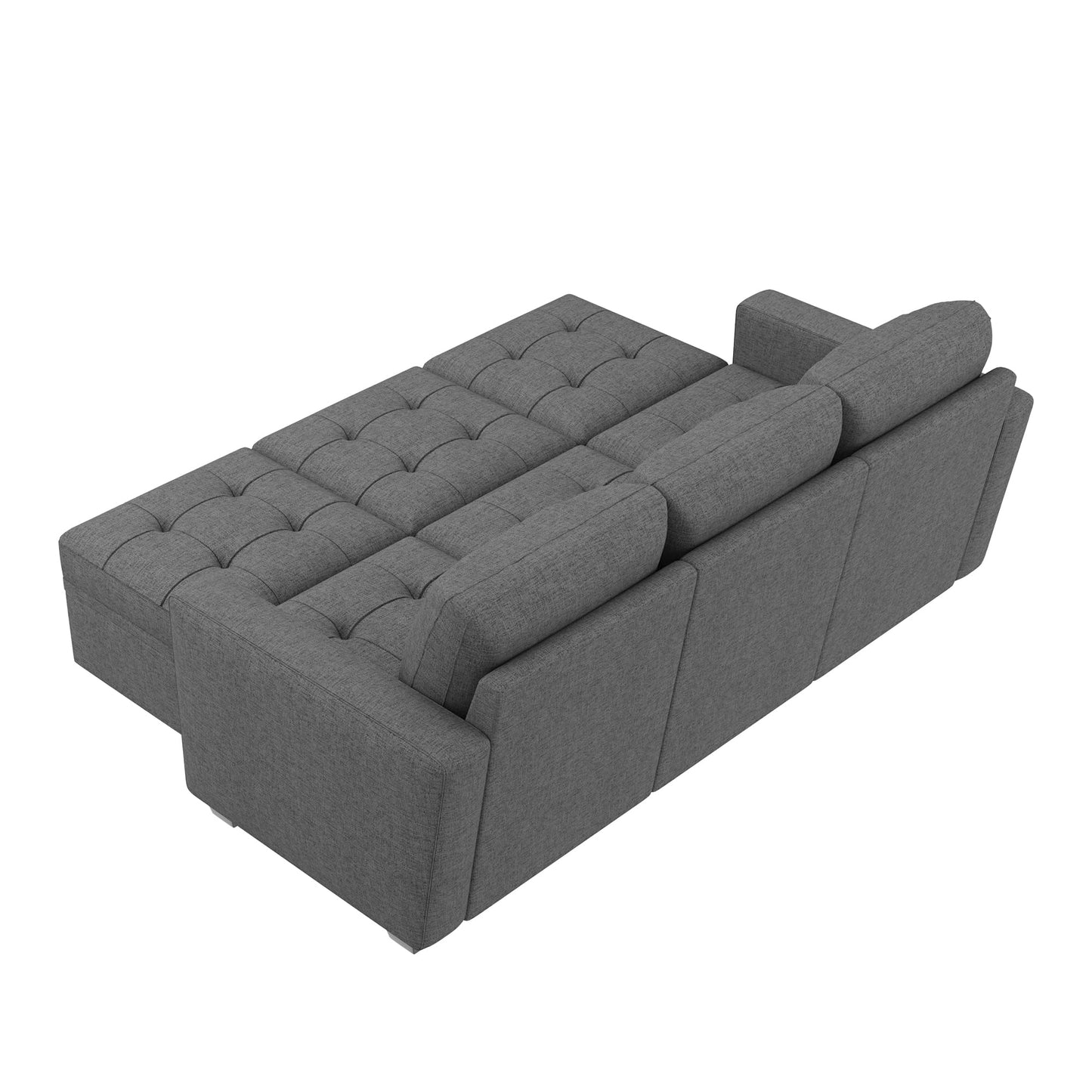 HONBAY Modular Sectional Couch Sleeper Sofa Bed with Storage Seats Oversized Sectional Couches for Living Room,Grey