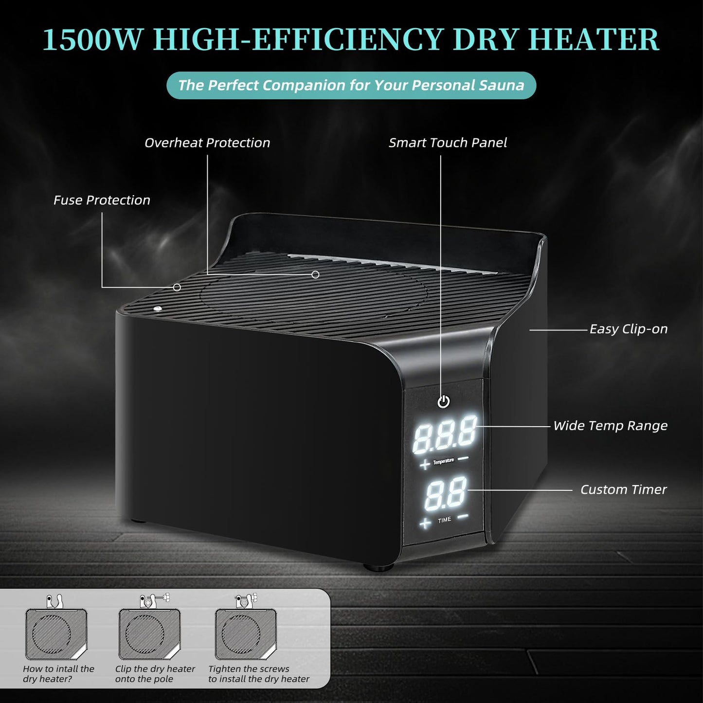ZONEMEL Upgrade Portable Hot Air Sauna, 1 or 2 Person Home Sauna, 1500W & 149°F Dry Sauna Box, with 660nm Red Light Therapy, Folding Chairs (110V)