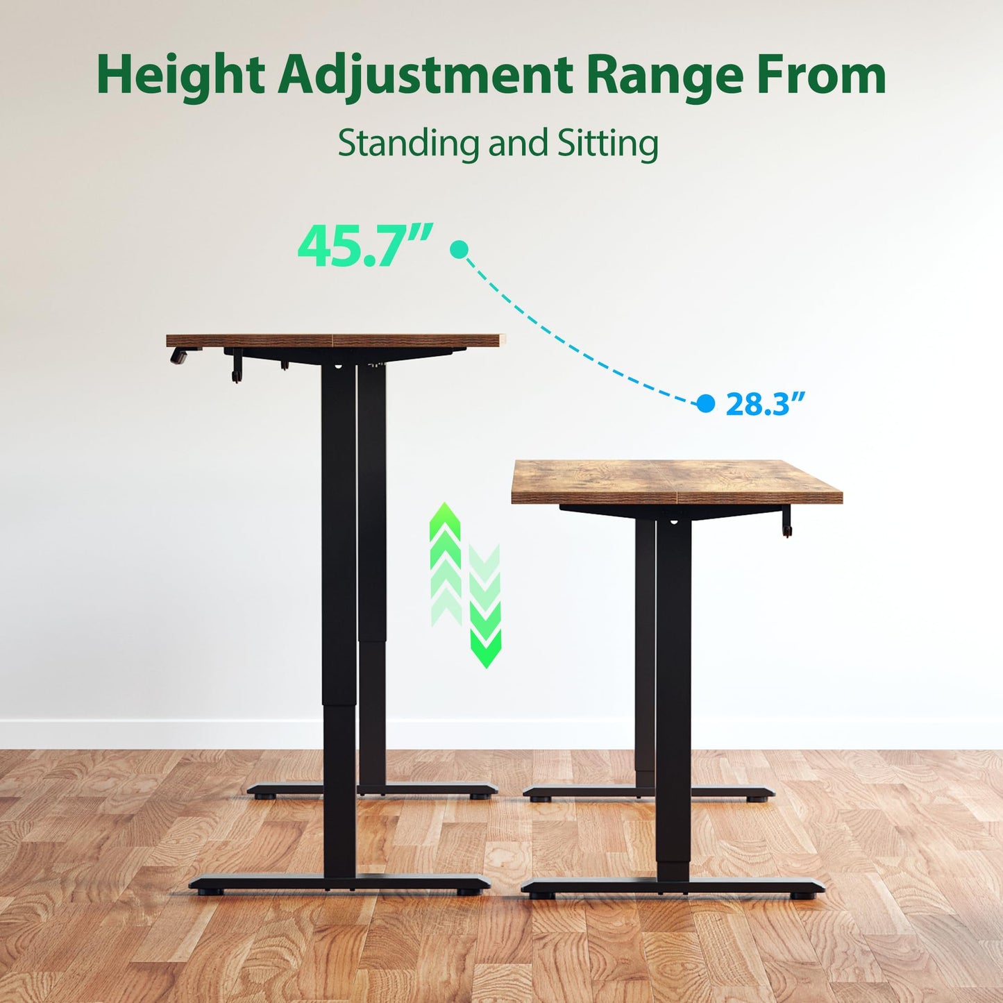 Agilestic Electric Standing Desk, 63 x 24 Inches Height Adjustable Desk, Sit Stand up Desk for Work Office Home, Splice Board, Rustic Brown