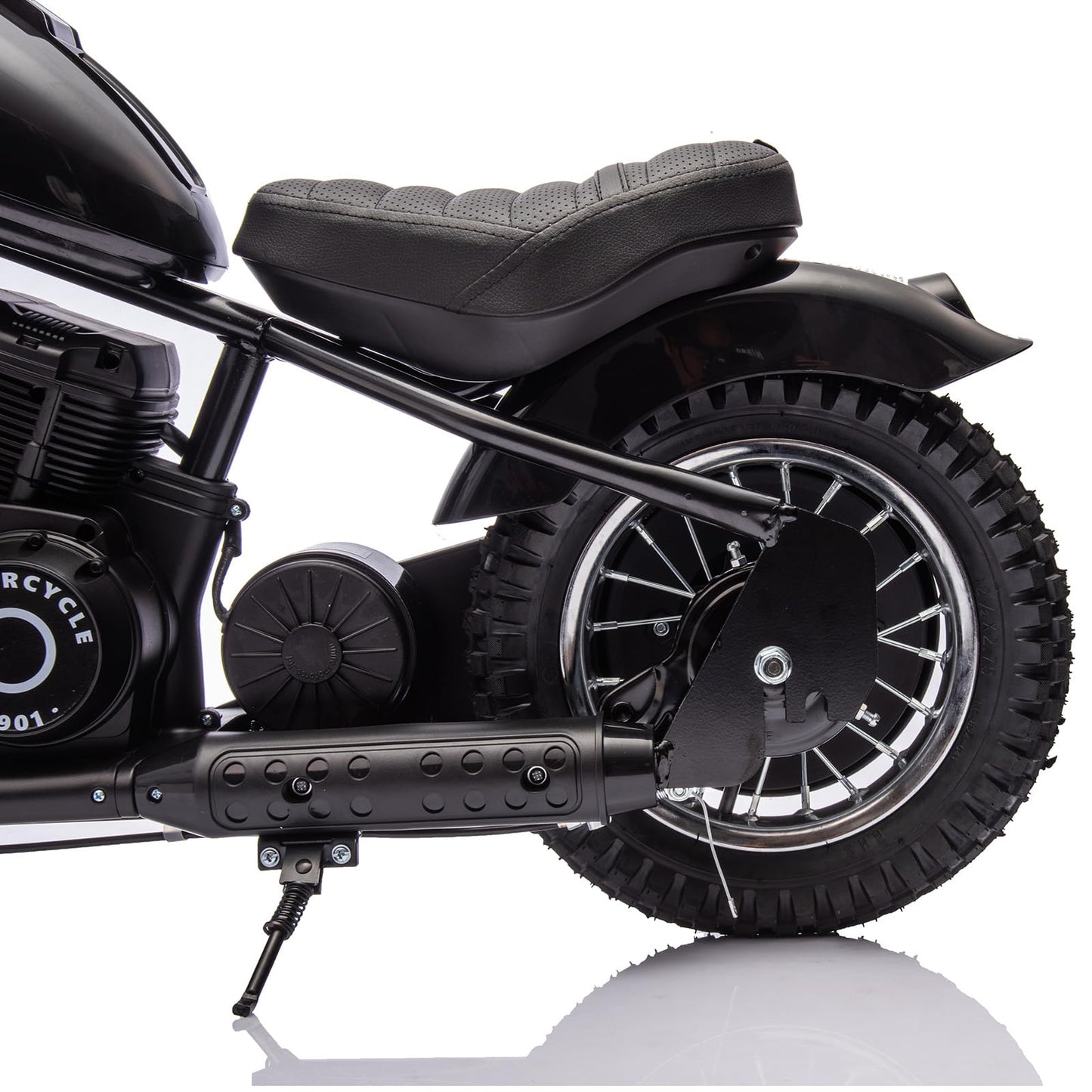 Electric Motorcycle for Kids, 24V 250W Kids Electric Dirt Bike, Two Speed Max Up to 14MPH & 60 Minutes Continuous, with Led Lights, Leather Seat, Rear Brake, Electric Motorbike for Kids/Teens, Black