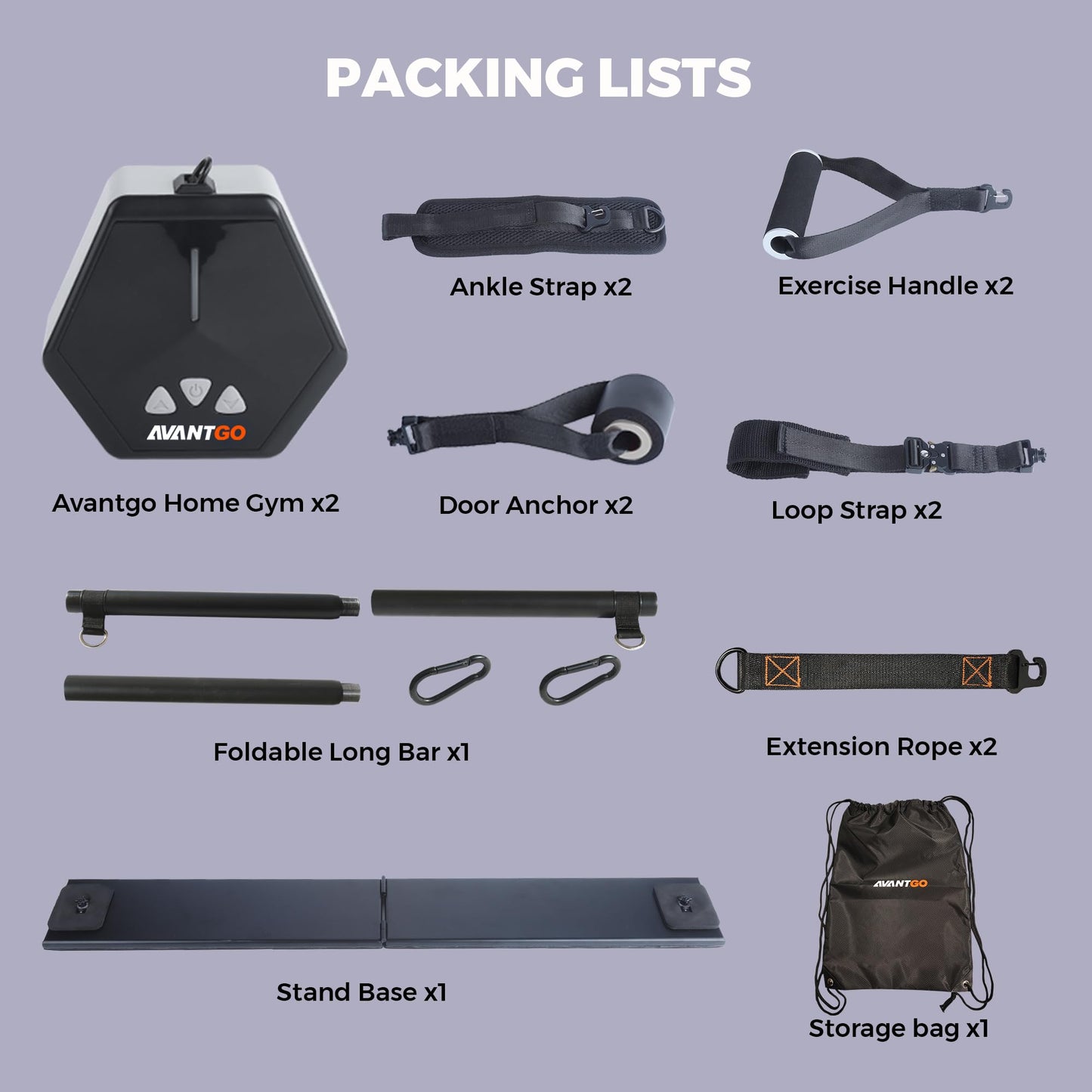 AVANTGO Portable Home Gym, Multifunctional Cable Fitness Machine, Resistance Adjustable Functional Trainer, App & Bluetooth Connection, Full Body Workouts, Fitness Anywhere, Gray