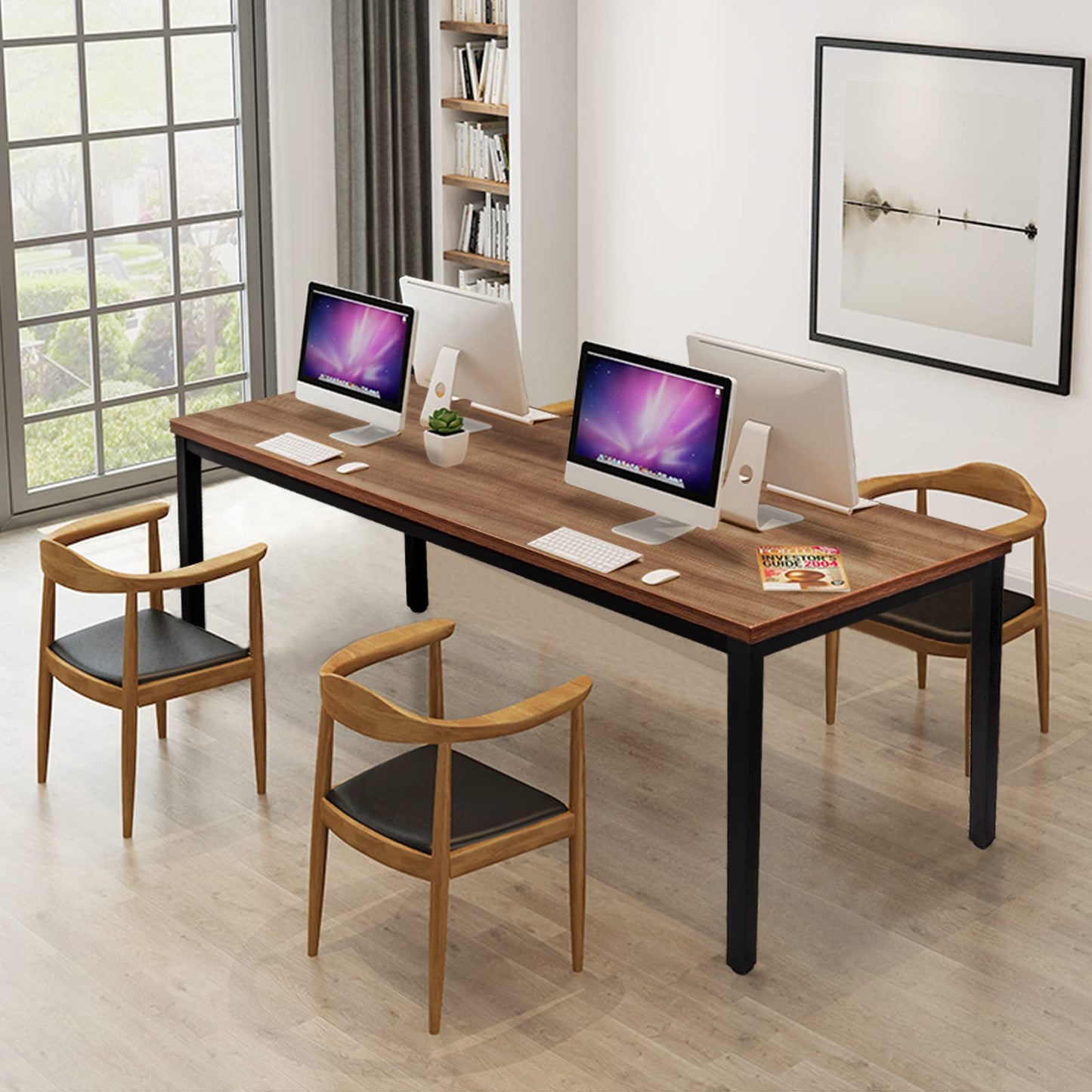 BIBOC Large Computer Desk Modern Simple Style Table 36X72 inches Office Desk Sturdy Writing Workstation Office Desk Writing for Home Office Desk Workstation Wide Metal Sturdy Frame
