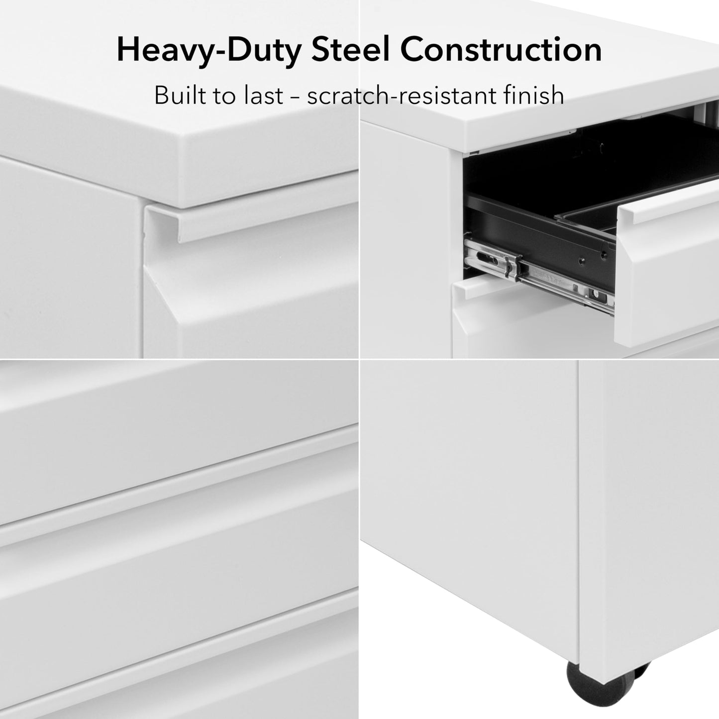 Mount-It! 3 Drawer File Cabinet with Lock and Wheels, Under Desk Storage Filing Pedestal for Home Office, No Assembly Small Rolling File Cabinet for Legal, Letter, and A4 Files in White