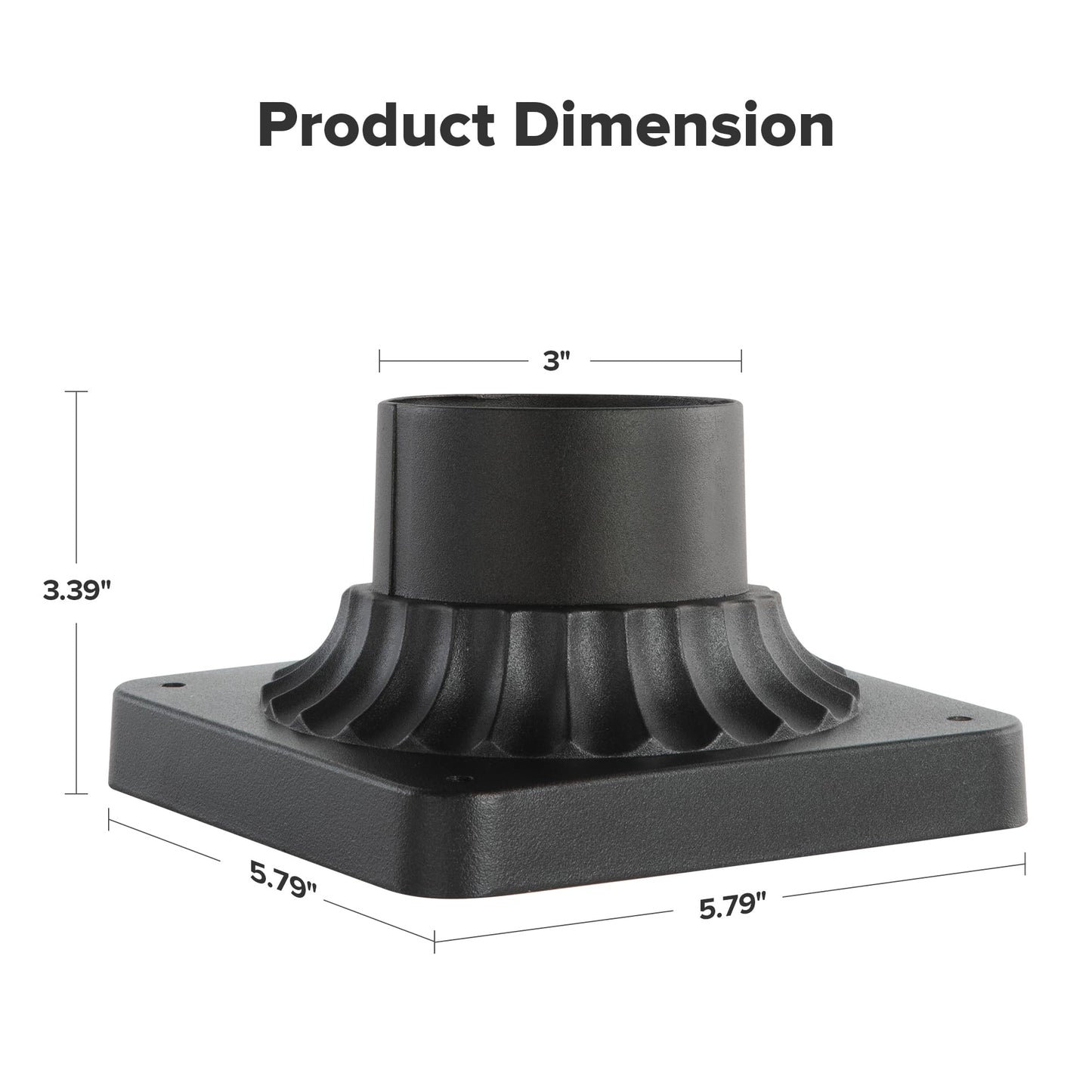 LUTEC Outdoor Post Light Mounting Base 2 Pack, Cast Aluminum, Matte Black, Model 9700008012-2pcs