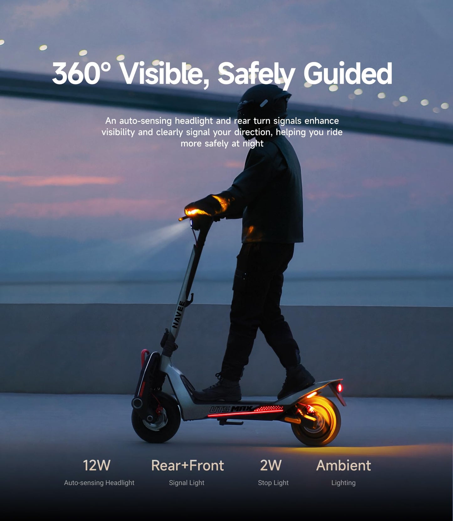 NAVEE UT5 Max Electric Scooter, 31.1 mph Speed, 62.1 Miles Range, 2400W Peak Motor, Dual Hydraulic Suspension & Disc Brake, 12" Self-healing Tubeless Tires, Flash Charging, Scooter for Adults, UL 2272