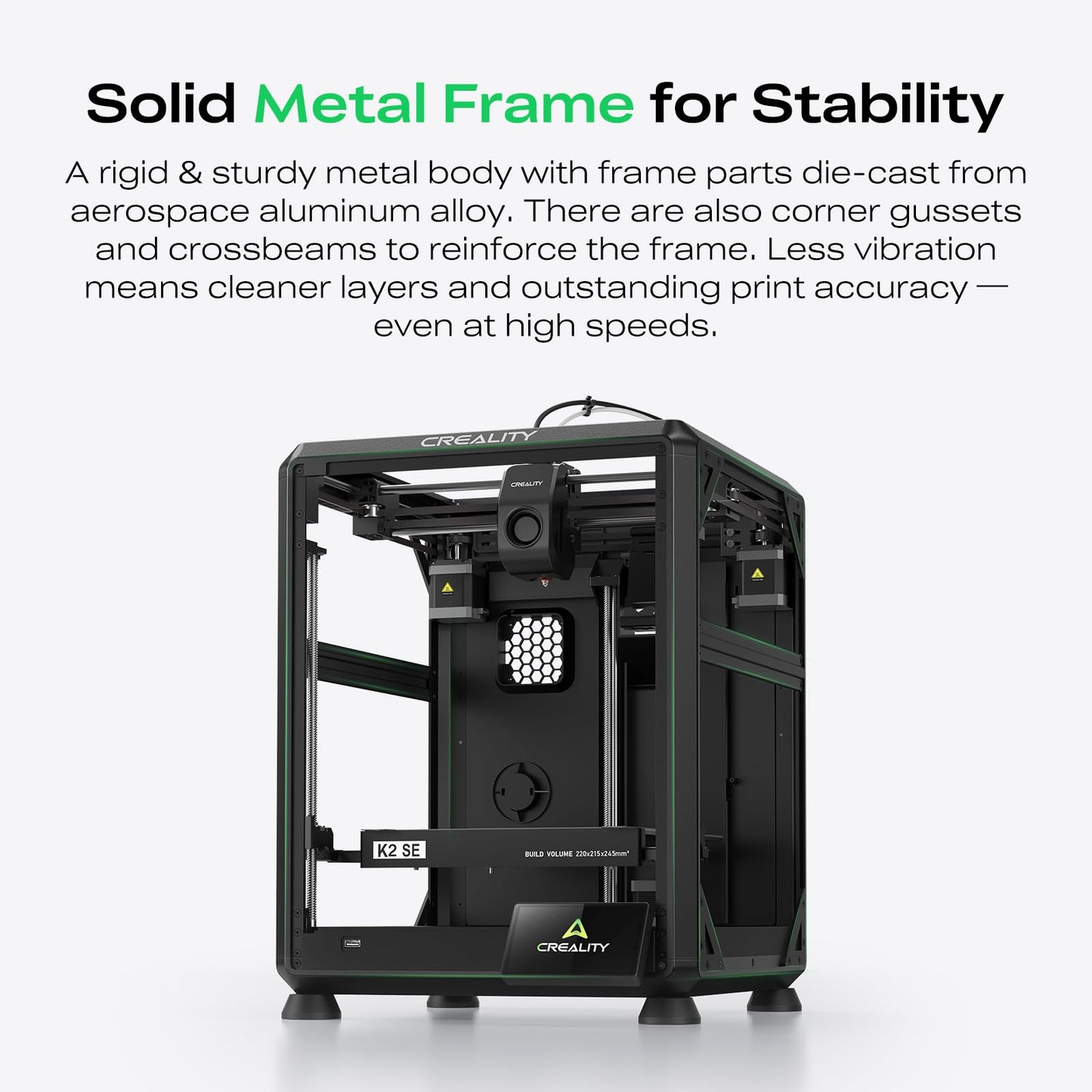 Creality K2 SE 3D Printer, Support Multicolor Printing Needs CFS, 500mm/s High-Speed Printing, Auto Leveling, Vibration Control, Compact Desktop Upgrate 3D Printer, Print Size 220x215x245mm