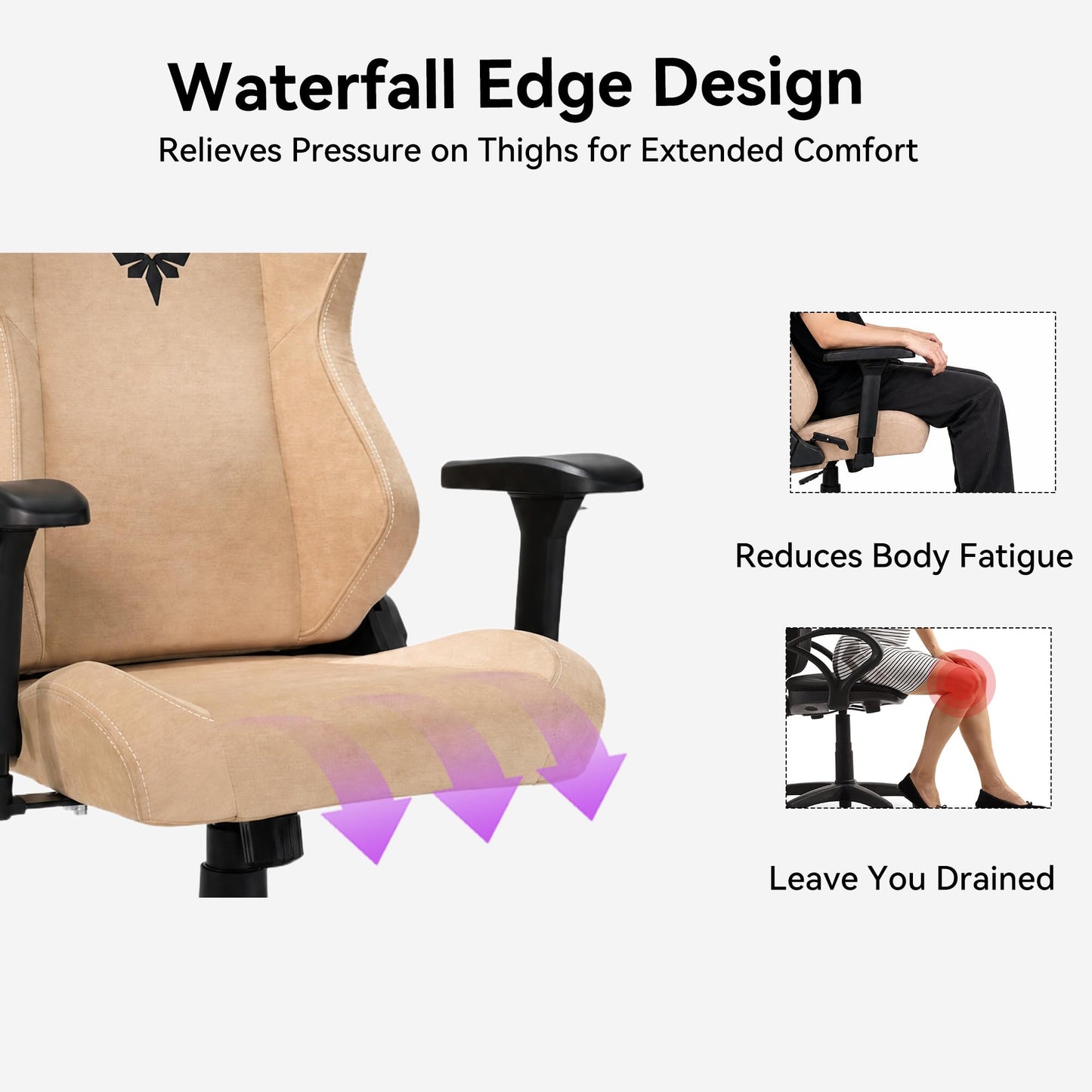 VENTUVIBE Gaming Chair - High Back Ergonomic Computer Chair with Lumbar Support, Video Game Chair-4D Adjustable Armrests,170° Reclining & 320lb Capacity,Fabric,Desert Yellow