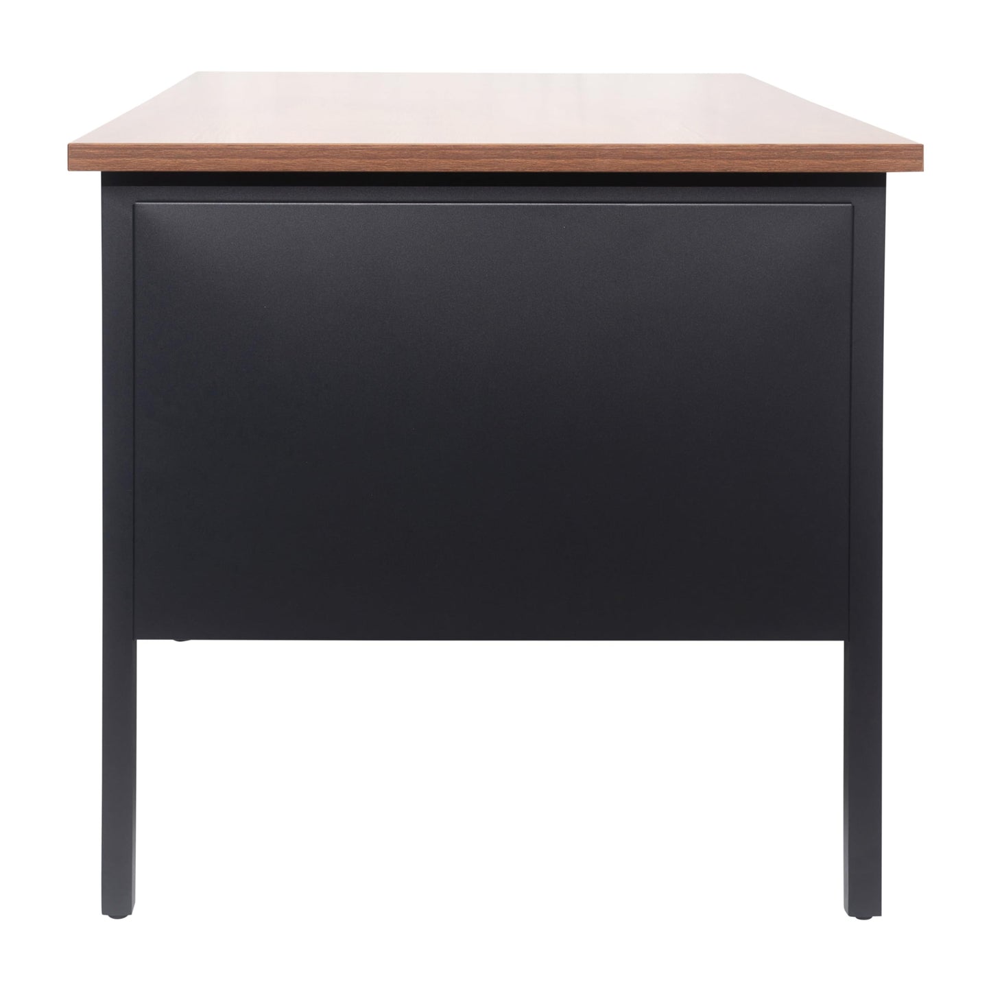 Flash Furniture Cambridge Right Side Single Pedestal Desk with 3 Locking Drawers, Commercial Grade Teacher's or Office Desk, 30x48, Metal Frame, Walnut/Black
