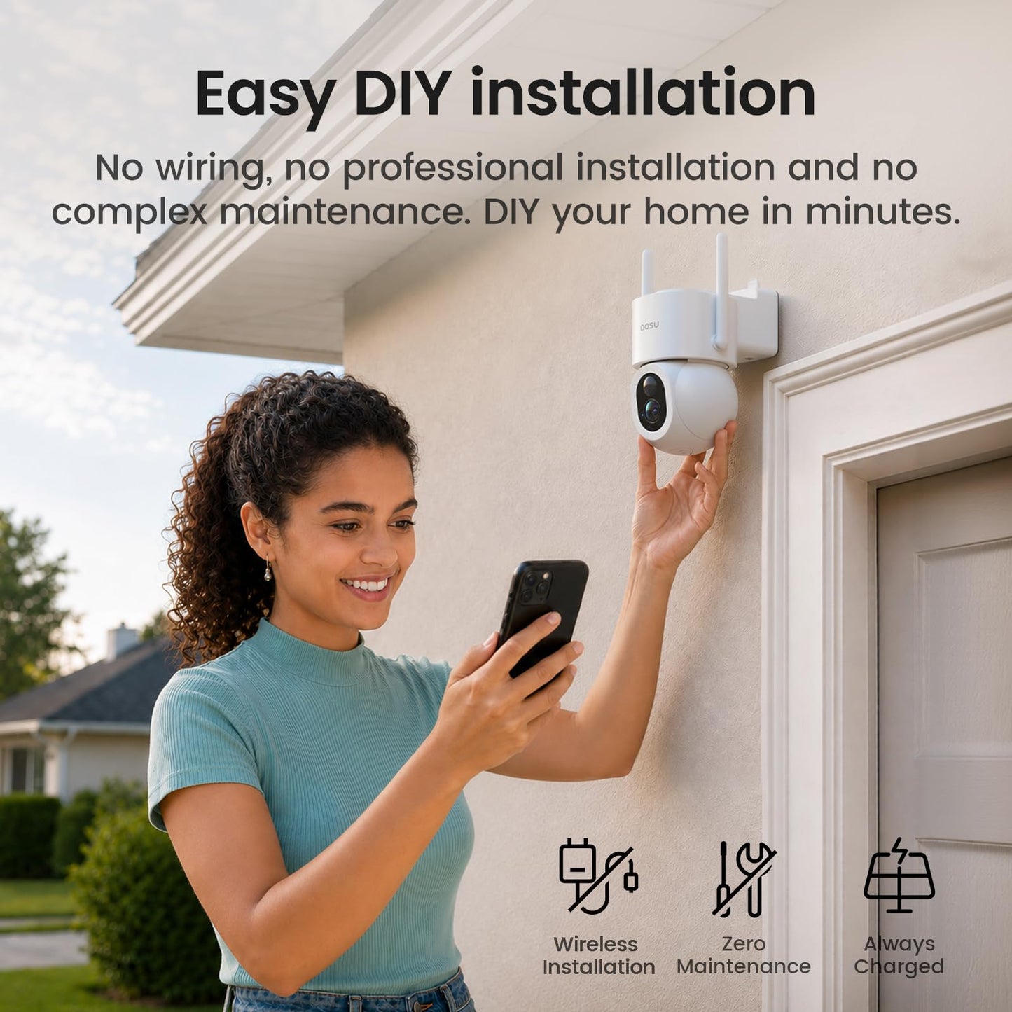 aosu SolarCam D1 Max 2-Cam Kit, 4K Solar Security Cameras Outdoor Wireless, 360° Pan & Tilt Coverage, Auto Tracking, Color Night Vision, No Subscription Required, Local Storage up to 1TB