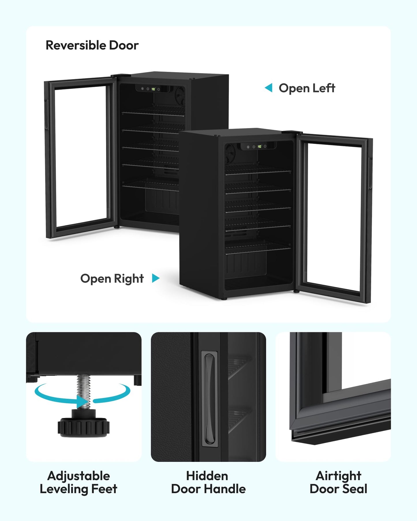 EUHOMY Beverage Refrigerator Cooler, 125 Can Mini Fridge with Glass Door for Soda Beer or Wine, Beverage Cooler for Home, Office, Bar with Removable Shelves, Black