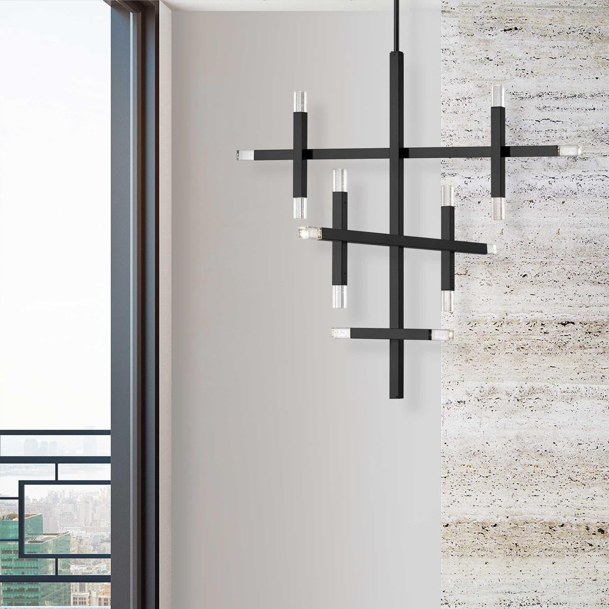 Dainolite Francesca Chandelier 14-Light 42W Metal Black FCS-3656C-MB