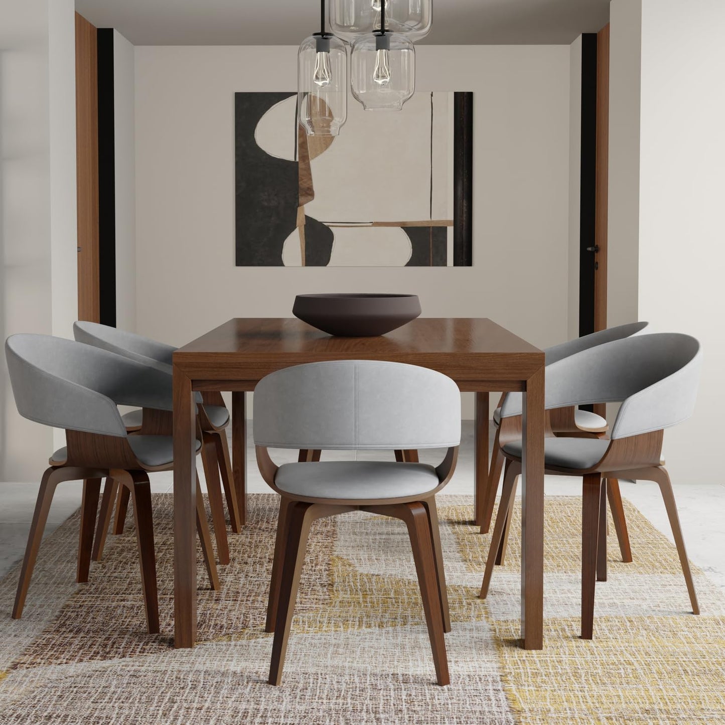 SIMPLIHOME Wilson Dining Table - 60 inch Wide Solid Wood Walnut Veneer Rectangular Table, Transitional Style for Dining Room or Kitchen with Thick, Straight Legs and Inset Apron, Seats 6