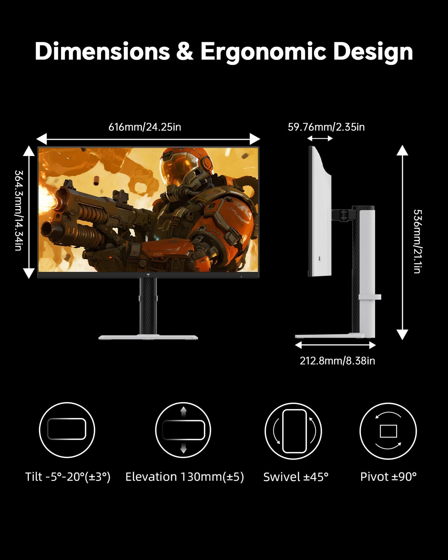 KTC 27 Inch Gaming Monitor 200Hz, 1440P Monitor with Speakers, Up to 210Hz Computer Monitors Fast IPS 1ms, 131% sRGB, Adaptive Sync, Tilt/Swivel/Pivot/Height Adjustment, HDMI DisplayPort, White H27T6