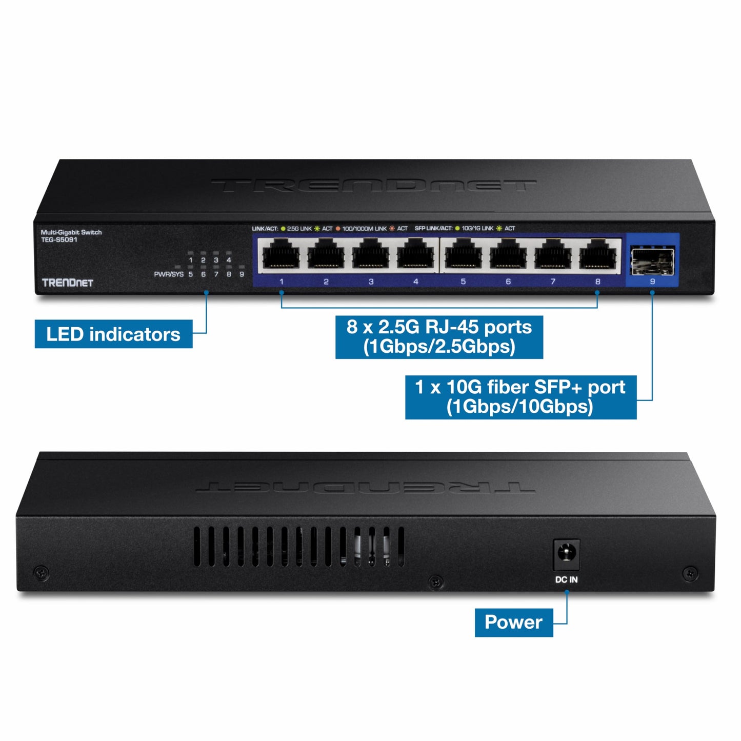 TRENDnet 6-Outlet Managed PDU, TPI-06, Rackmount Power Distribution Unit, UL Certified, 1 x NEMA 5-15R Bypass Power Outlet, 1 x Gigabit RJ-45 Port, Overload Protection, Surge Protection 2160J, Black