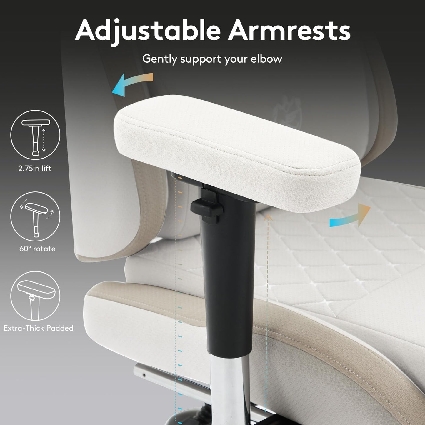 Morkprism Gaming Chair Breathable Fabric,Computer Office Chair with Footrest,Massage Lumbar Support and Gel Pad,Ergonomic Reclining Gamer Chair with Adjustable Armrests and Spring Cushion Beige