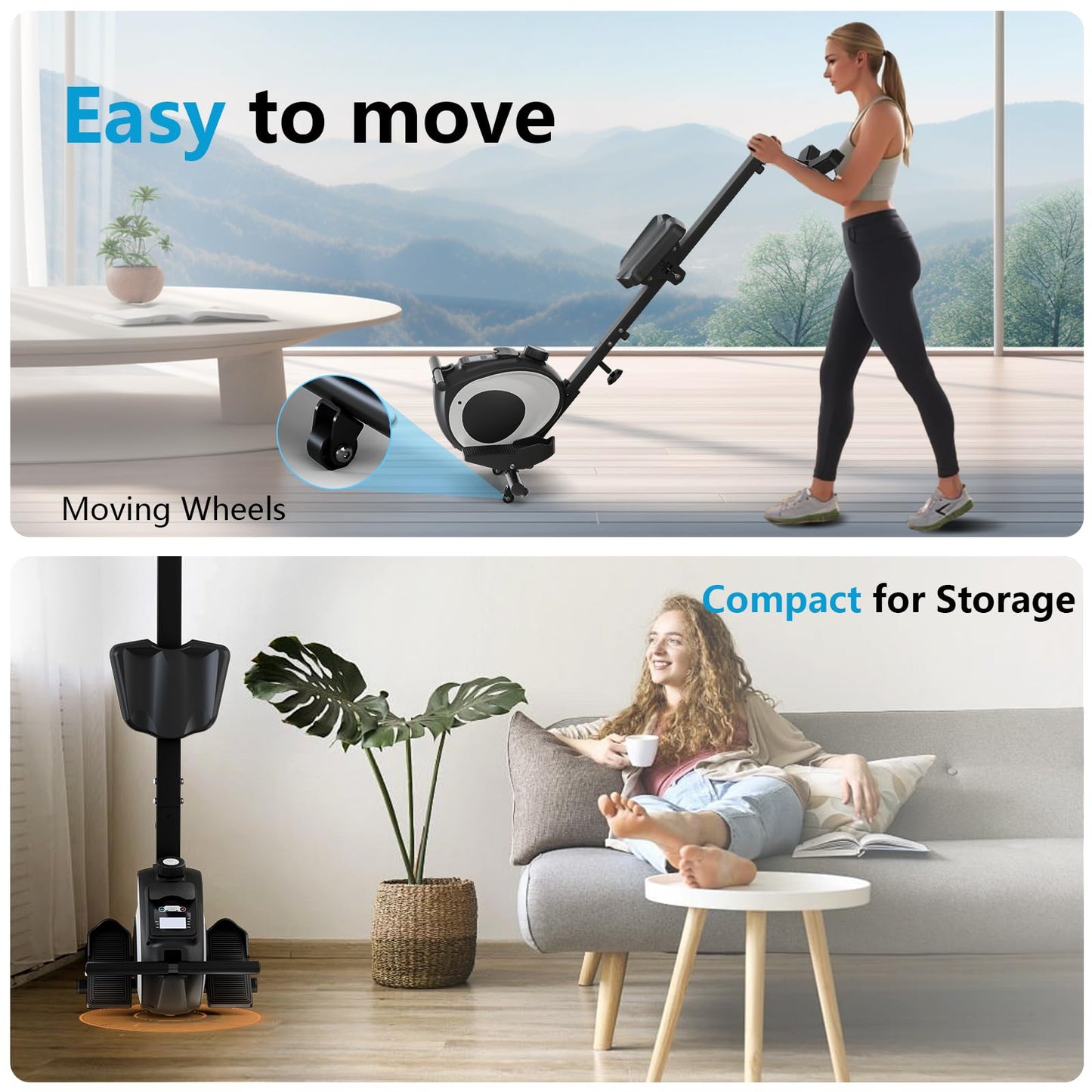 Magnetic Rowing Machine for Home | Adjustable 8-Speed Booster | Burn Fat & Sculpt Muscles | Supports Up to 265 LBS | Phone/Tablet-Ready Design