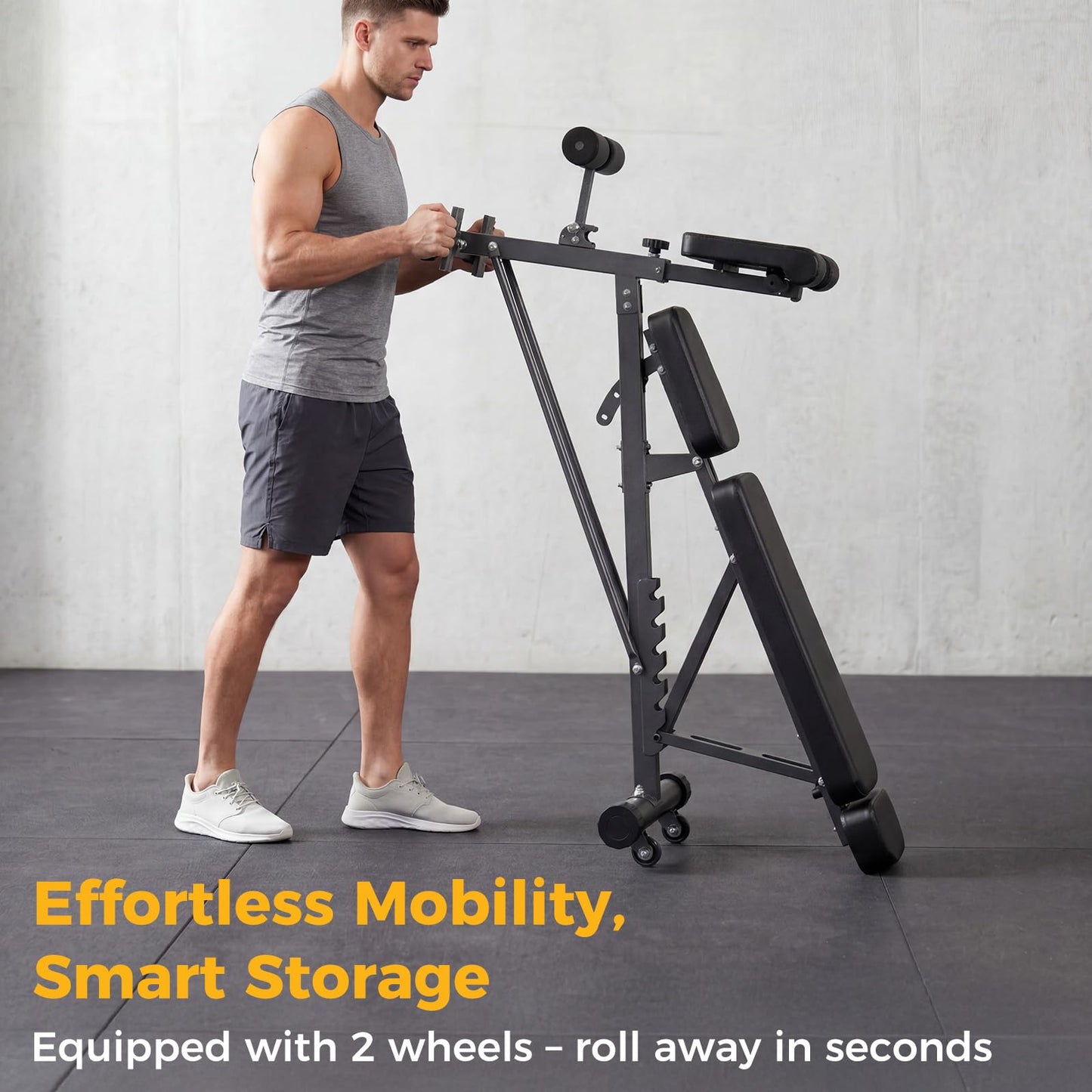 NEWBULIG Adjustable Weight Bench, 660 LBS Workout Bench Press with Leg Extension, Preacher Pad & 2 Wheels, Flat Incline Decline Sit Up Chest Press Machine for Home Gym