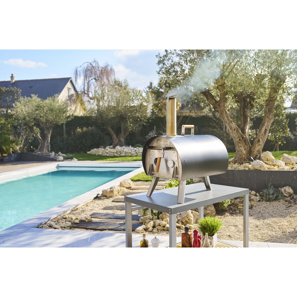 LOUIS TELLIER - MARCEL Wood Fired Outdoor Oven - Portable Oven for Camping, Picnics, and Backyard Cooking - Black