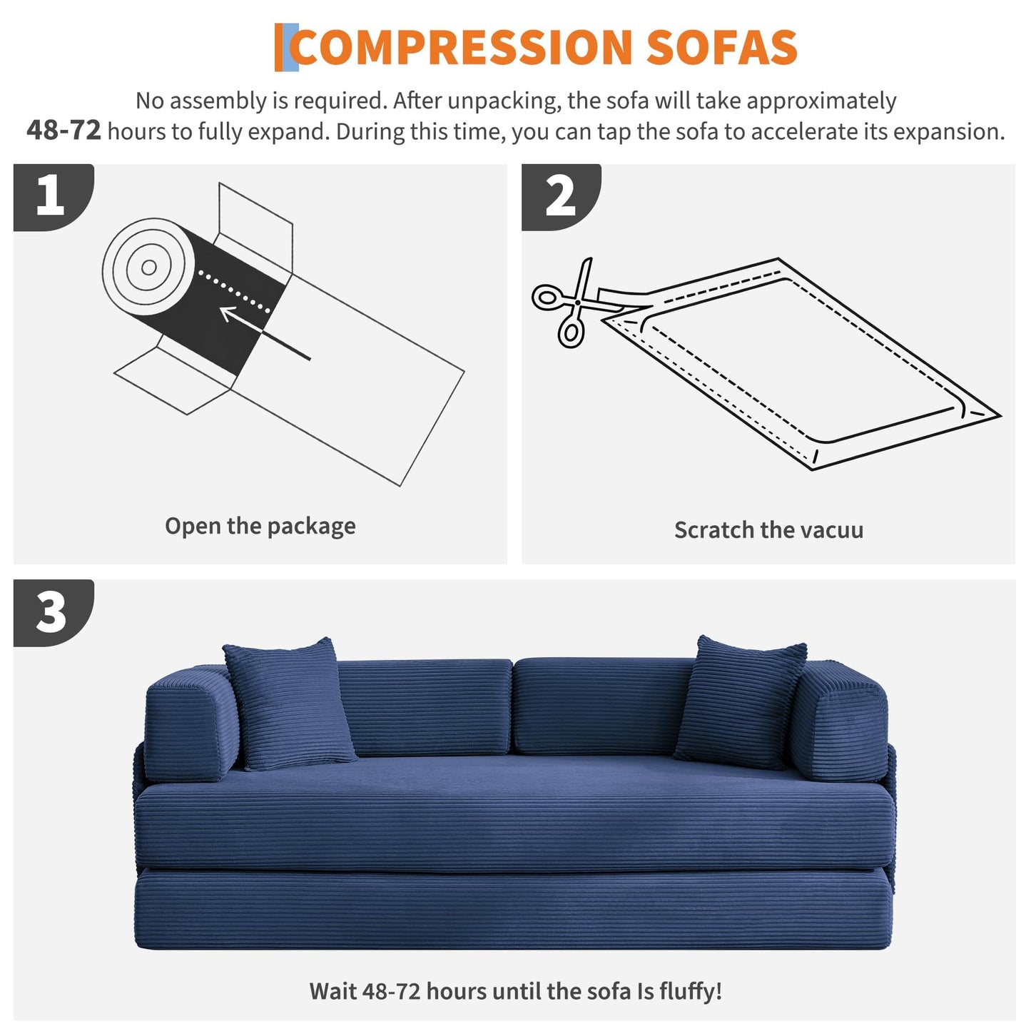 GarveeLife 78.8" Modular Corduroy Sofa Bed,5 in 1 Convertible Futon Floor Couch with Pull-Out Sleeper,Multi-Functional Futon for Living Room Guest Room & Small Spaces