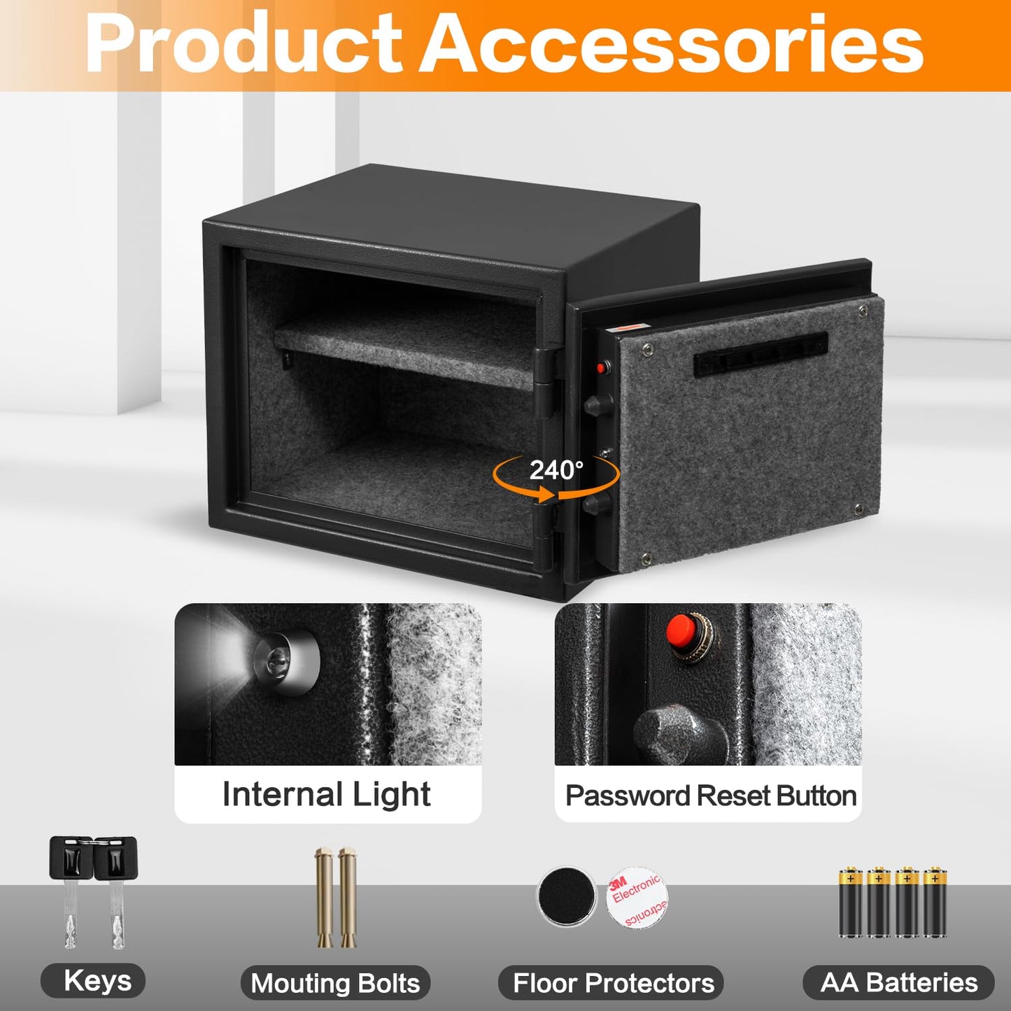 1.2 Cubic Feet Fireproof Safe Box, Fireproof Home Safe for Money, Jewelry, Documents and Valuables W/Digital Keypad, Alarm System, Removable Shelf, Home and Office Use Document Box