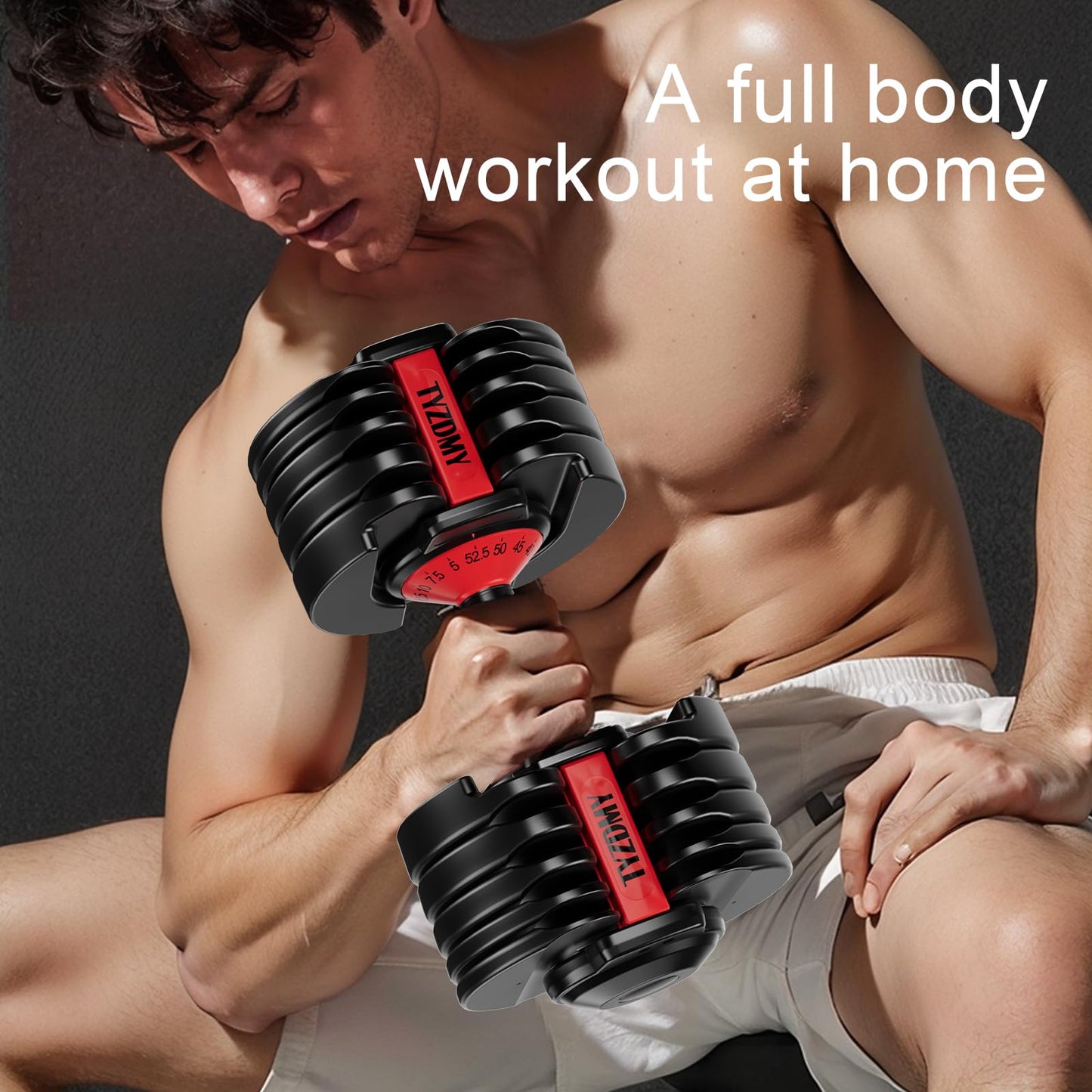 TYZDMY Adjustable Dumbbells Set of 2,Free Weights Dumbbells Set,Adjustable Dumbbell Set,52.5 lbs pair 105 lbs,15 in 1,for Men/Women Gym Equipment for Home Strength Training Equipment