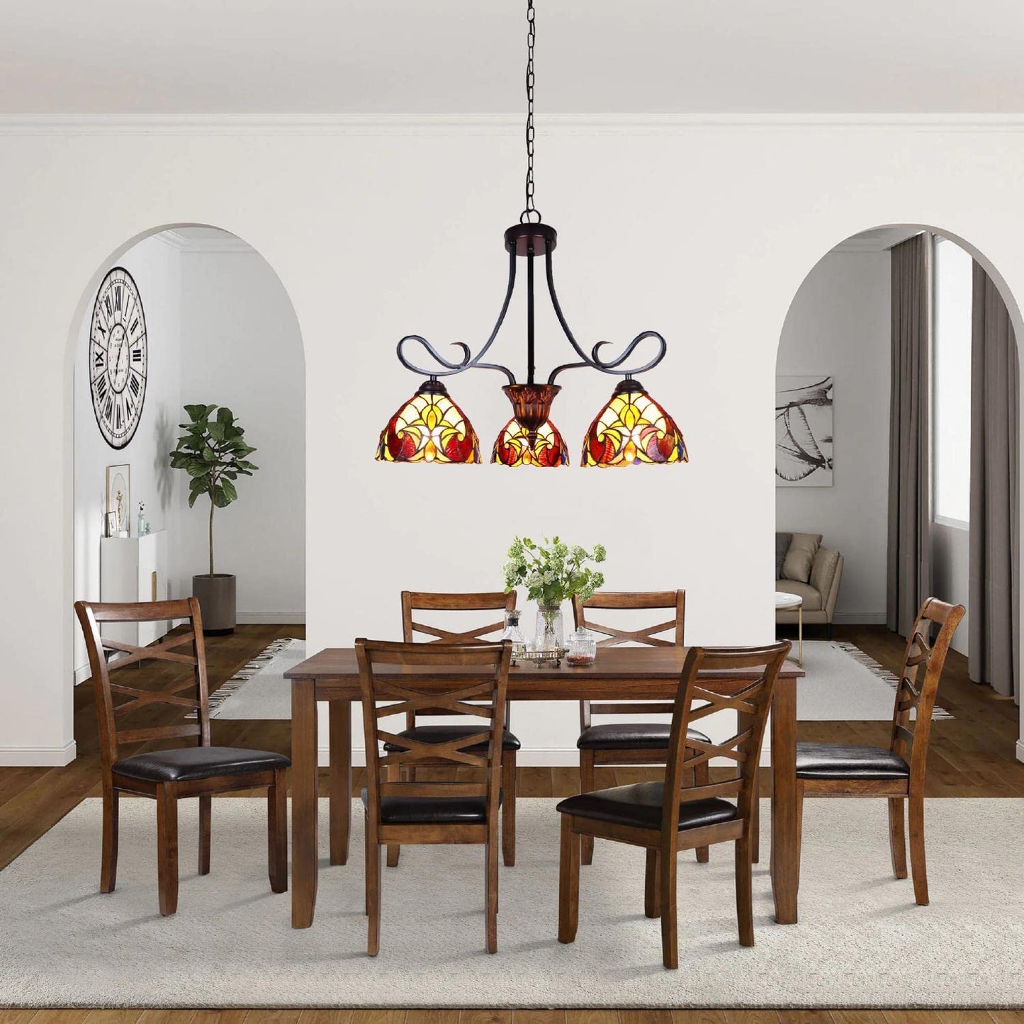 Chloe Lighting Adia Mini Chandelier 3 Light Dark Bronze 25in Wide Multicolor Glass Model CH38632AV25-DD3