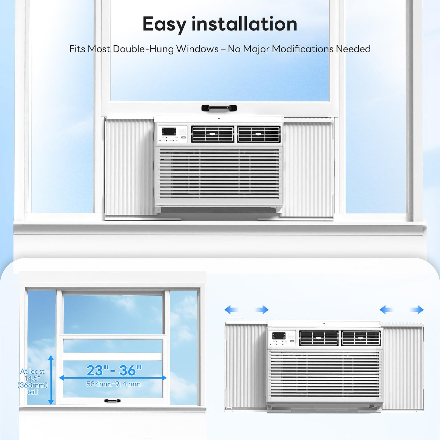 ZAFRO 10000 BTU Window Air Conditioner Unit Cools Up to 450 Sq.Ft.,Window AC Units with Dehumidifier, 4 Fan Speed, Energy Saving with Remote for Bedroom,Small Rooms,White