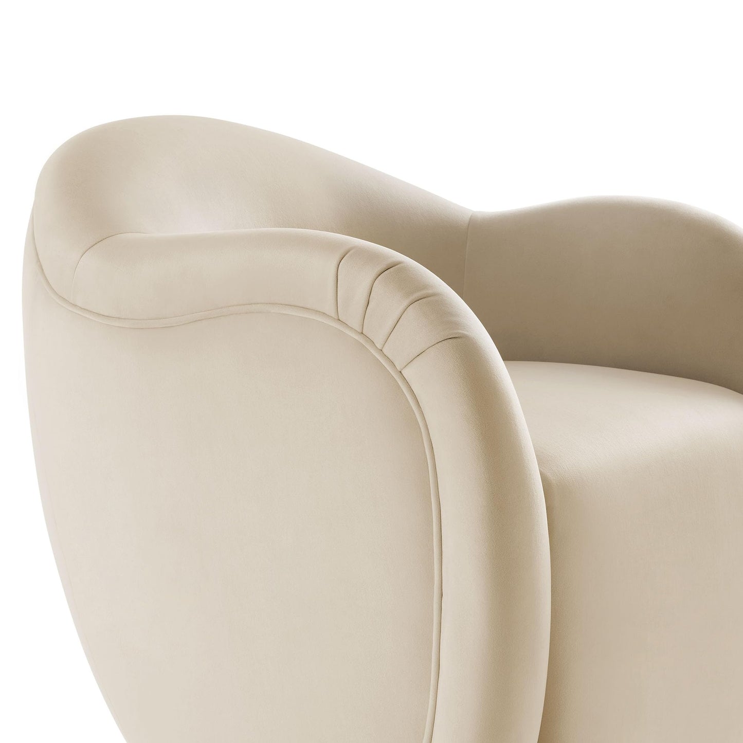 Modway Compose Performance Velvet Swivel Armchair in Alabaster - Barrel Accent Chair - Comfy Round Single Sofa Chair with 360° Rotation - Modern Upholstered Club Chair for Living Room, Bedroom