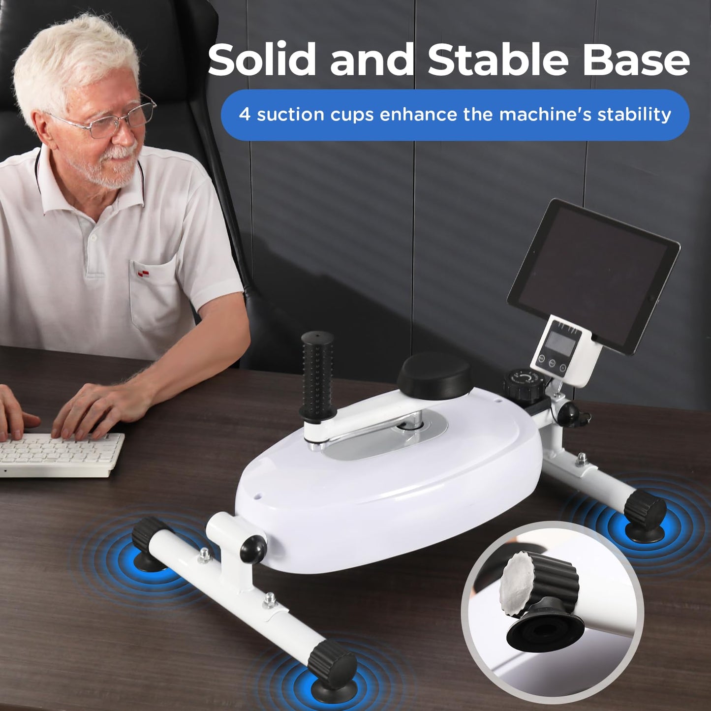 Magnetic Arm Exercise Bike for Physical Therapy - 8 Resistance Levels Arm Exerciser with LCD Display, Arm Support & Suction Cups Stability - Portable Upper Body Rehab Equipment for Seniors, Stroke Patients & Shoulder/Hand Injury Recovery