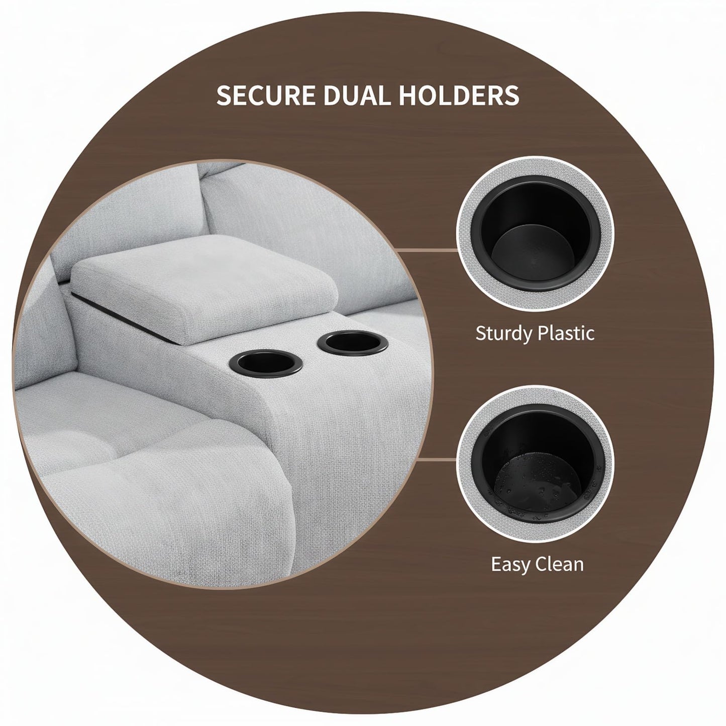 Trygoal Manual Recliner Sofa Set, Linen Reclining Living Room Furniture Set, Adjustable Backrest Reclining Loveseat Sofa and a 3 Seater Couch Furniture Set for Living Room, Home Theater, White Grey