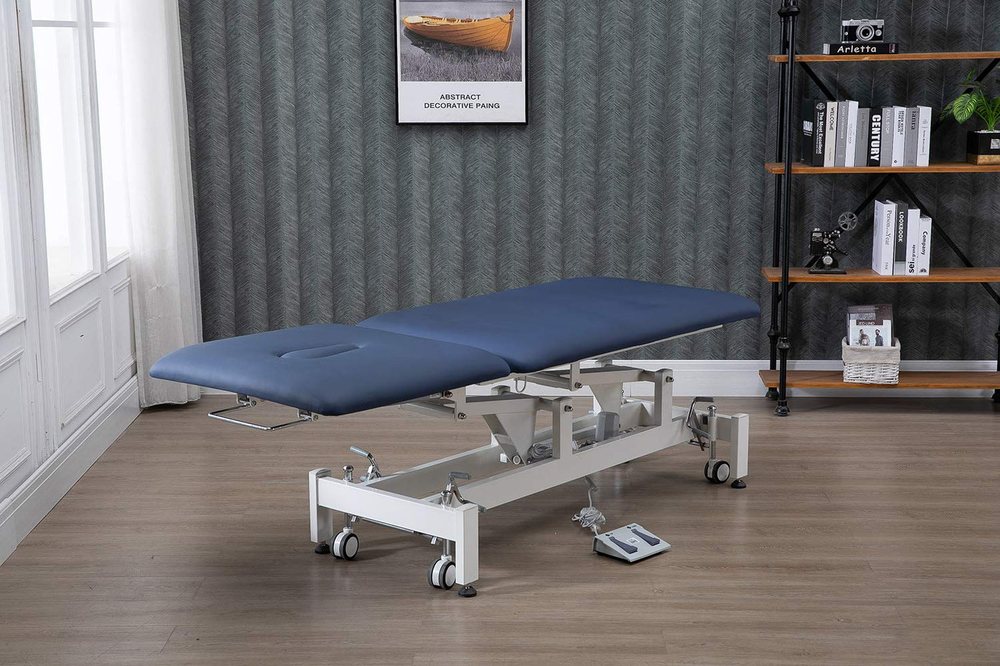 homeLyD Physical Therapy Table Hi-Lo Adjustable 2 Section PT Treatment Table,Ultra Comfortable Foot Control Facial Salon SPA Bed for Massage and Acupuncture (Blue)