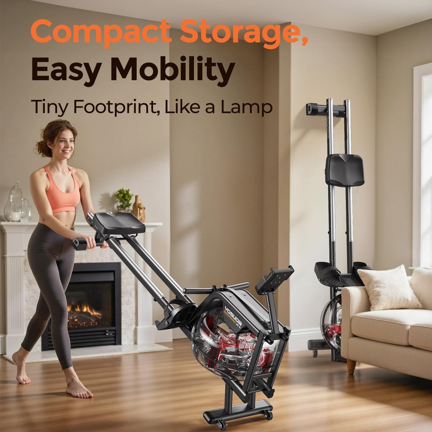 YOSUDA Water Rowing Machines for Home Use- Foldable Rower Machine 400LBS Weight Capacity with Dedicated Monitor & Bluetooth APP, Comfortable Seat
